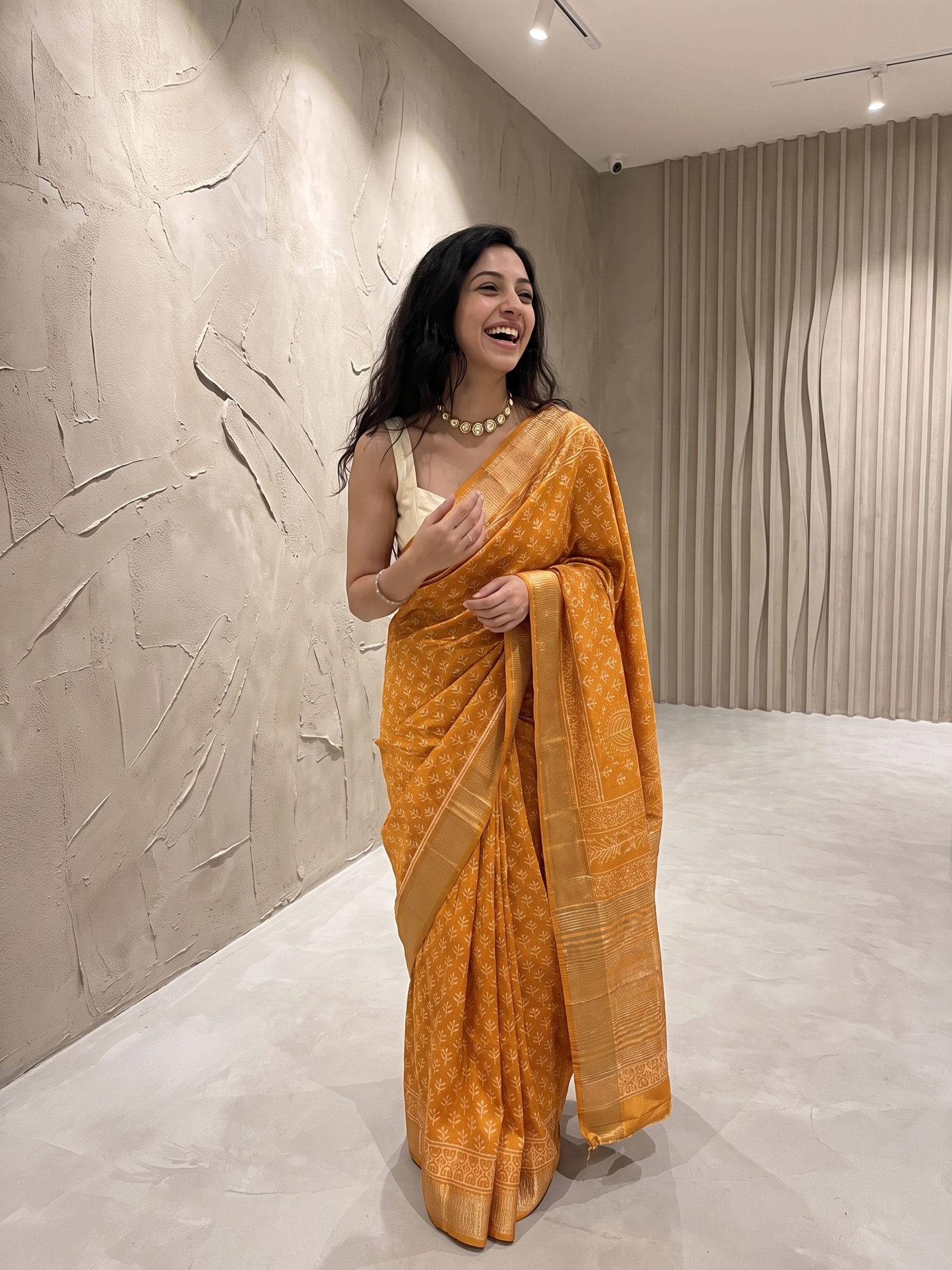 Peeli Maheshwari Cotton Silk Saree