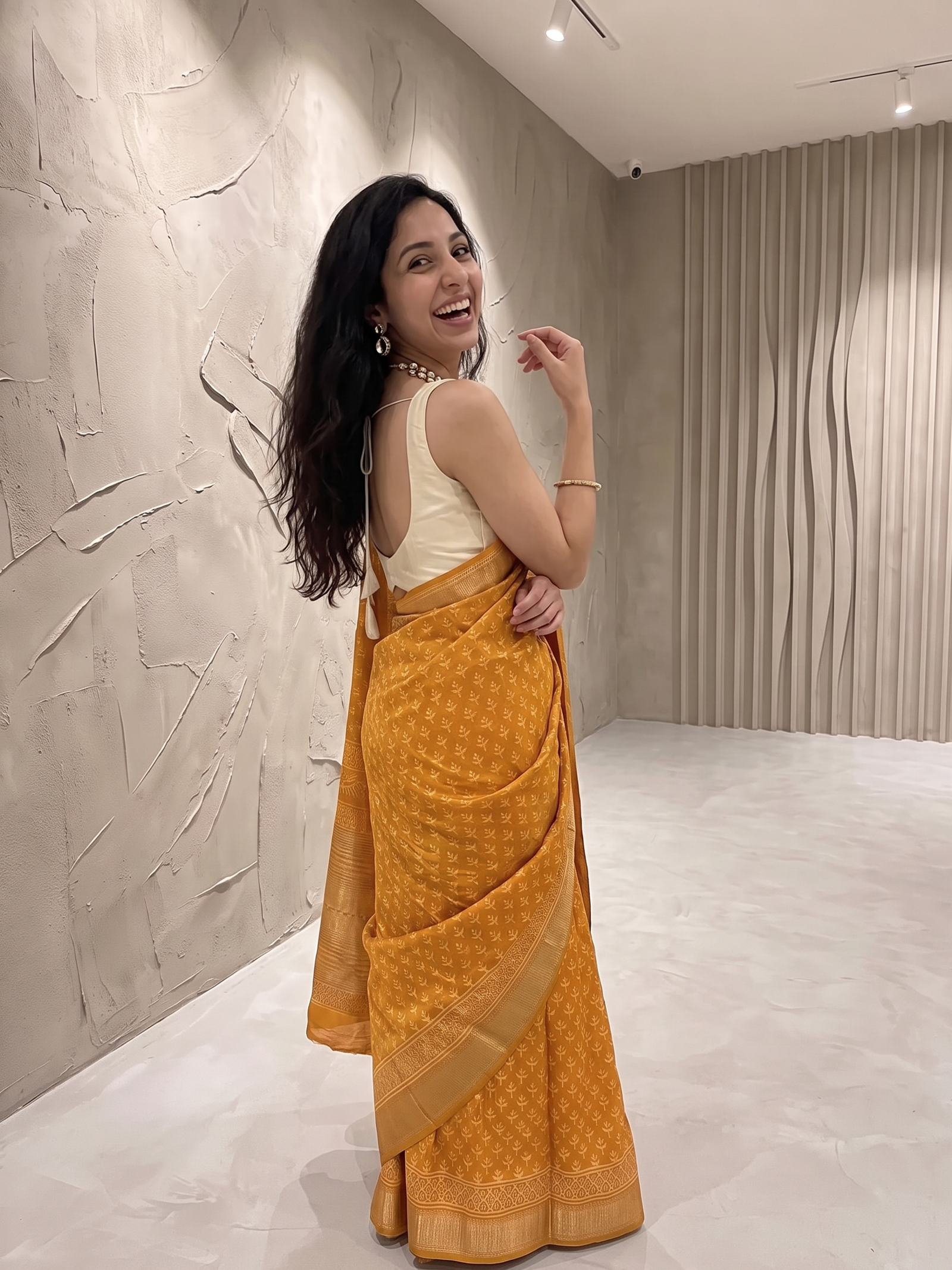 Peeli Maheshwari Cotton Silk Saree