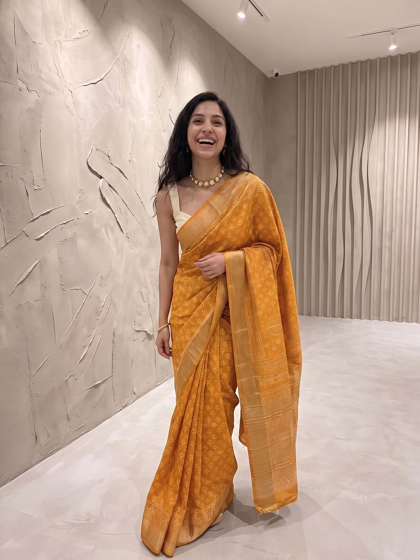 Peeli Maheshwari Cotton Silk Saree