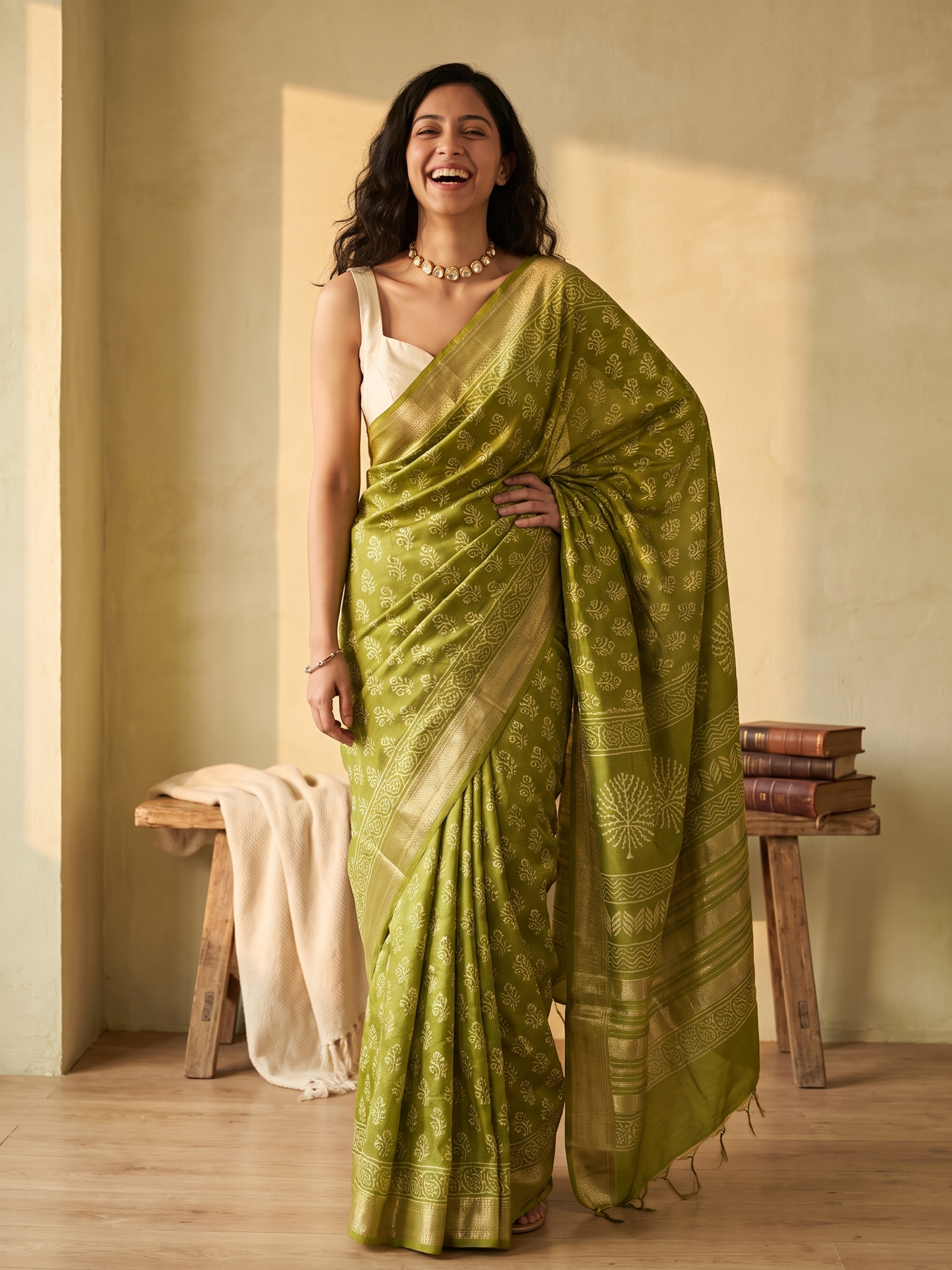Hariyali Maheshwari Cotton Silk Saree