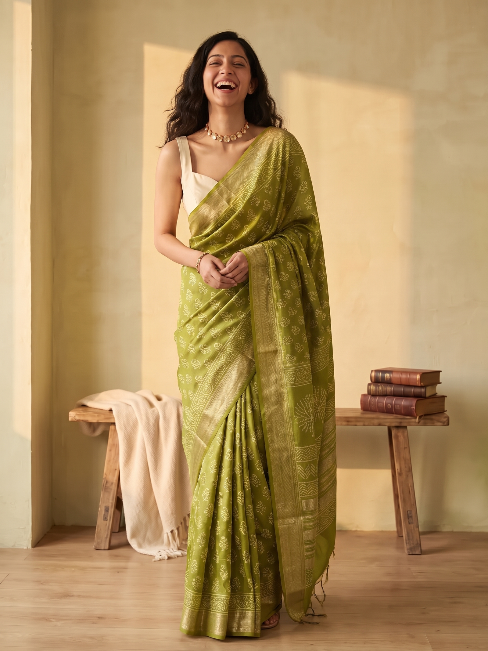 Hariyali Maheshwari Cotton Silk Saree