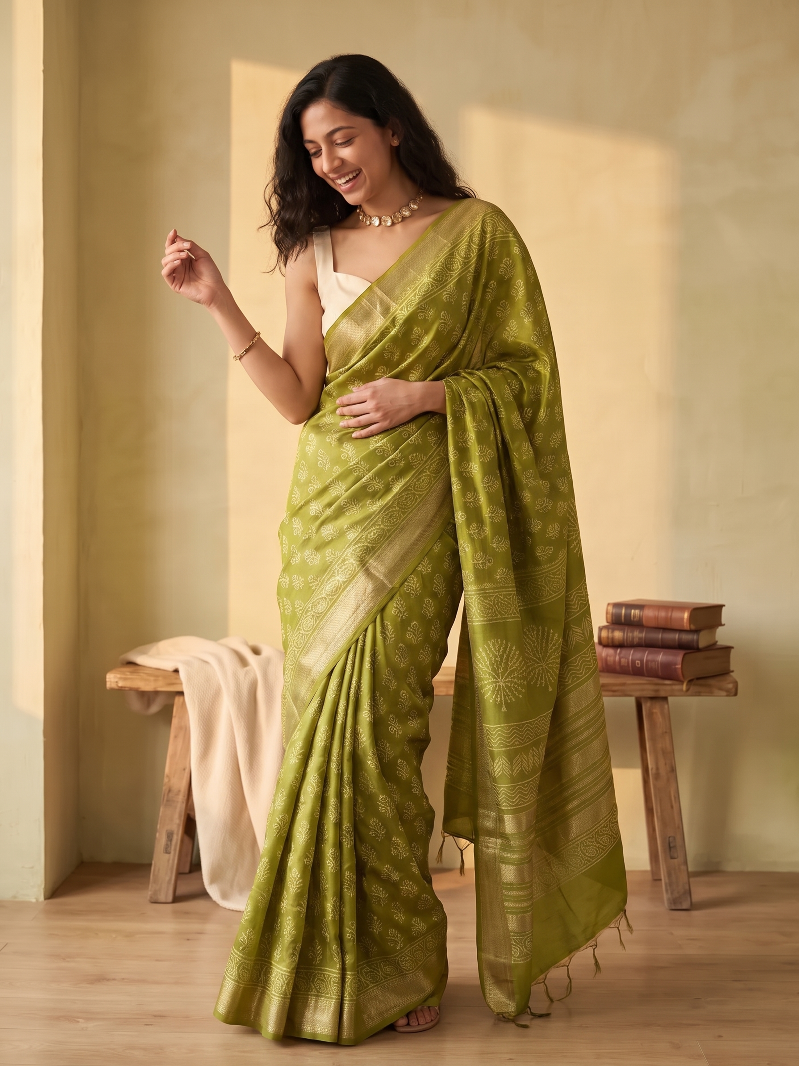 Hariyali Maheshwari Cotton Silk Saree