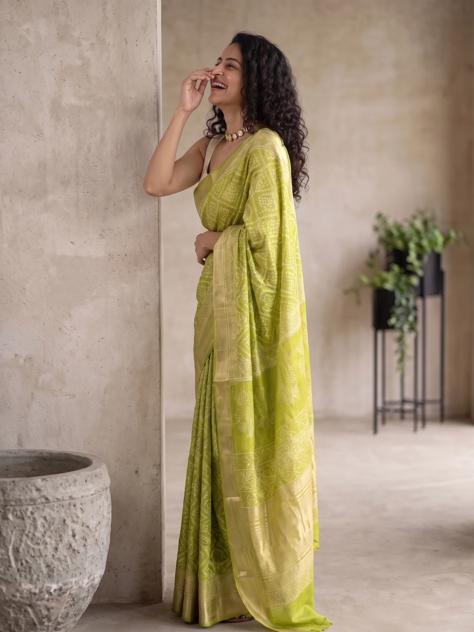 Olive Charm Maheshwari Cotton Silk Saree