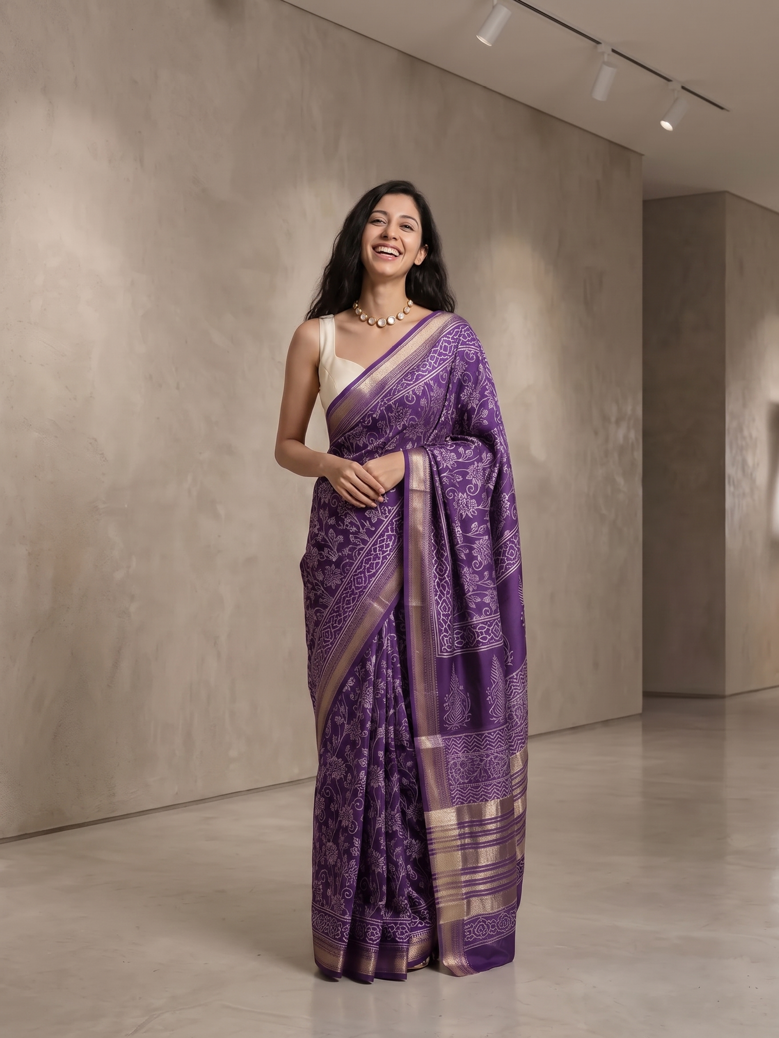 Royal Purple Maheshwari Silk Saree