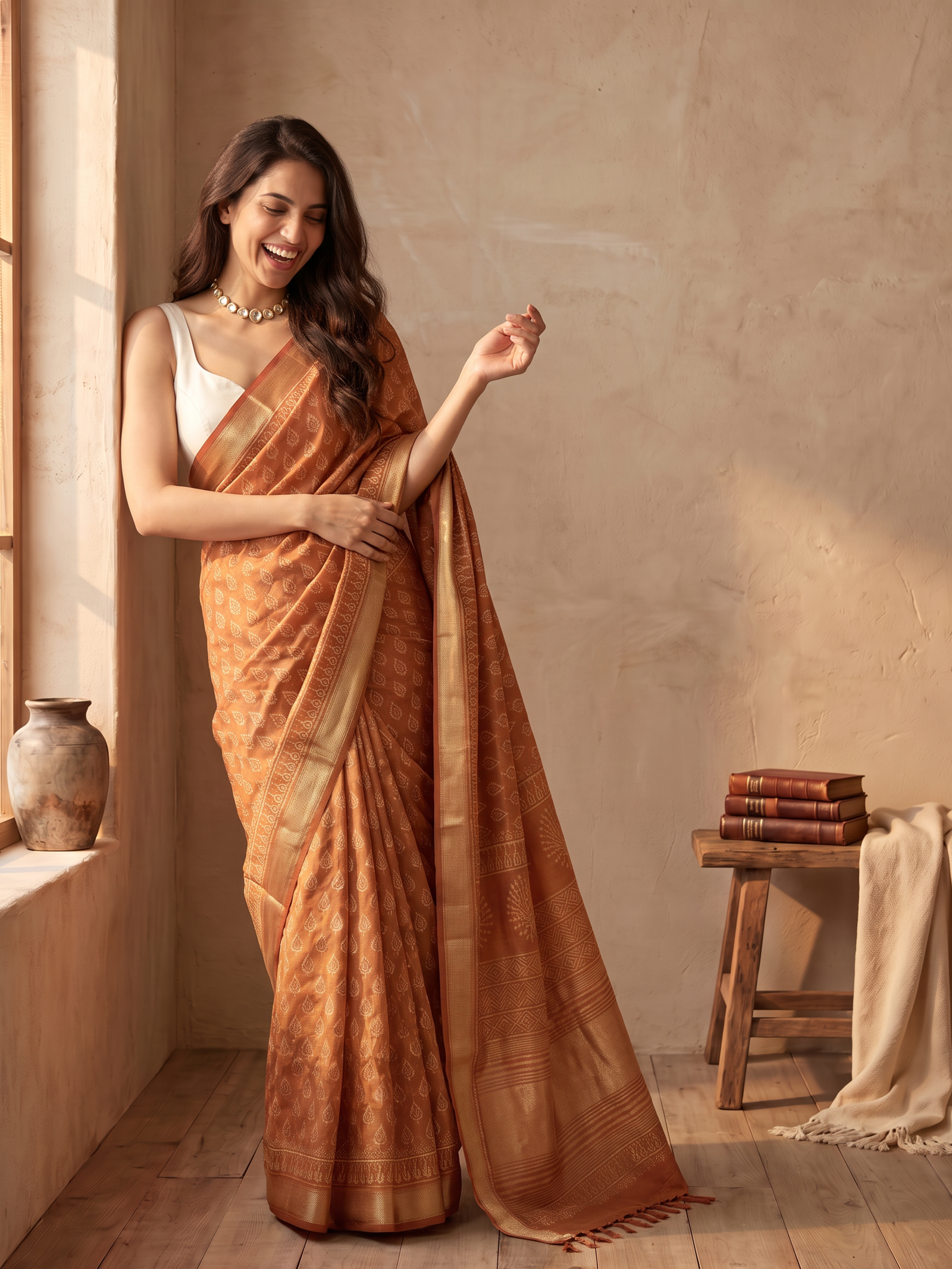 Desert Bloom Maheshwari Cotton Silk Saree