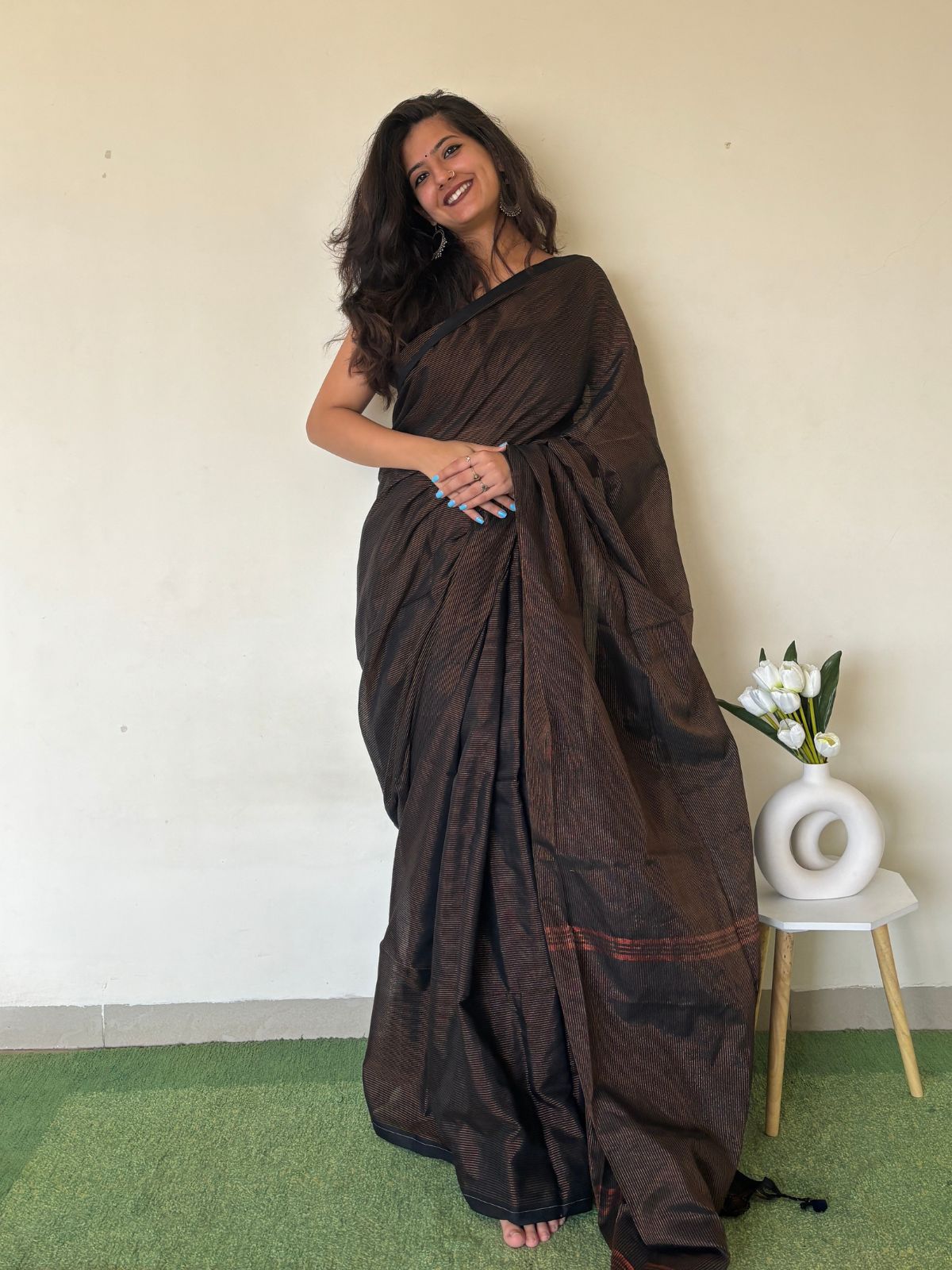 Black Beauty Khadi Cotton Saree