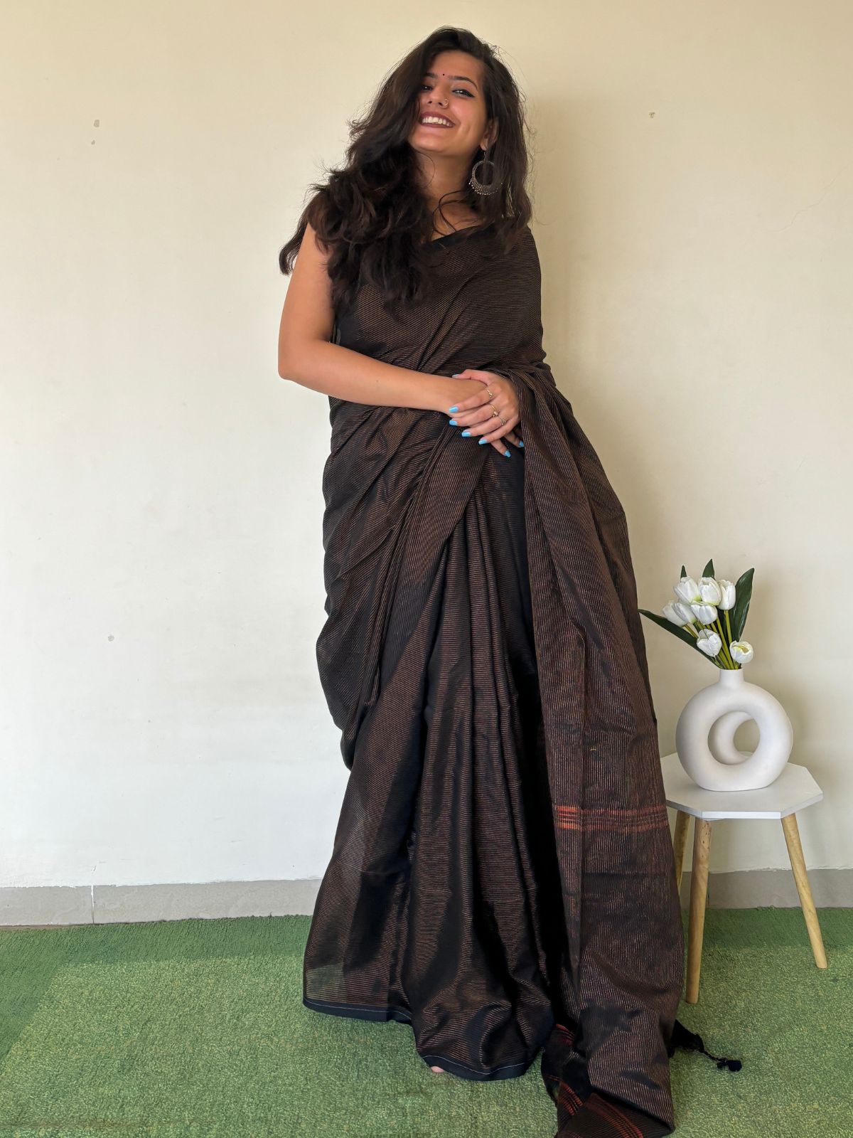 Black Beauty Khadi Cotton Saree