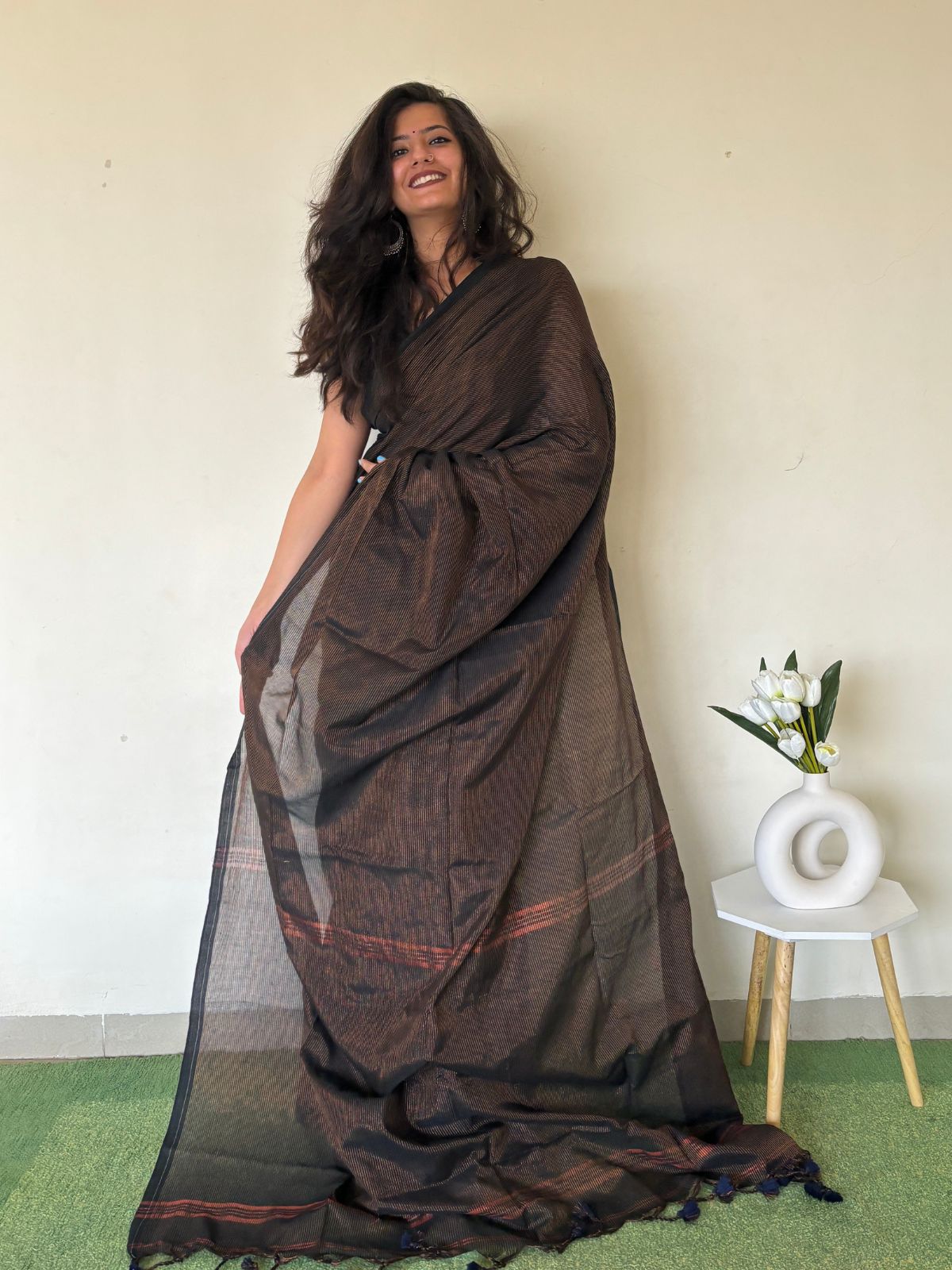 Black Beauty Khadi Cotton Saree