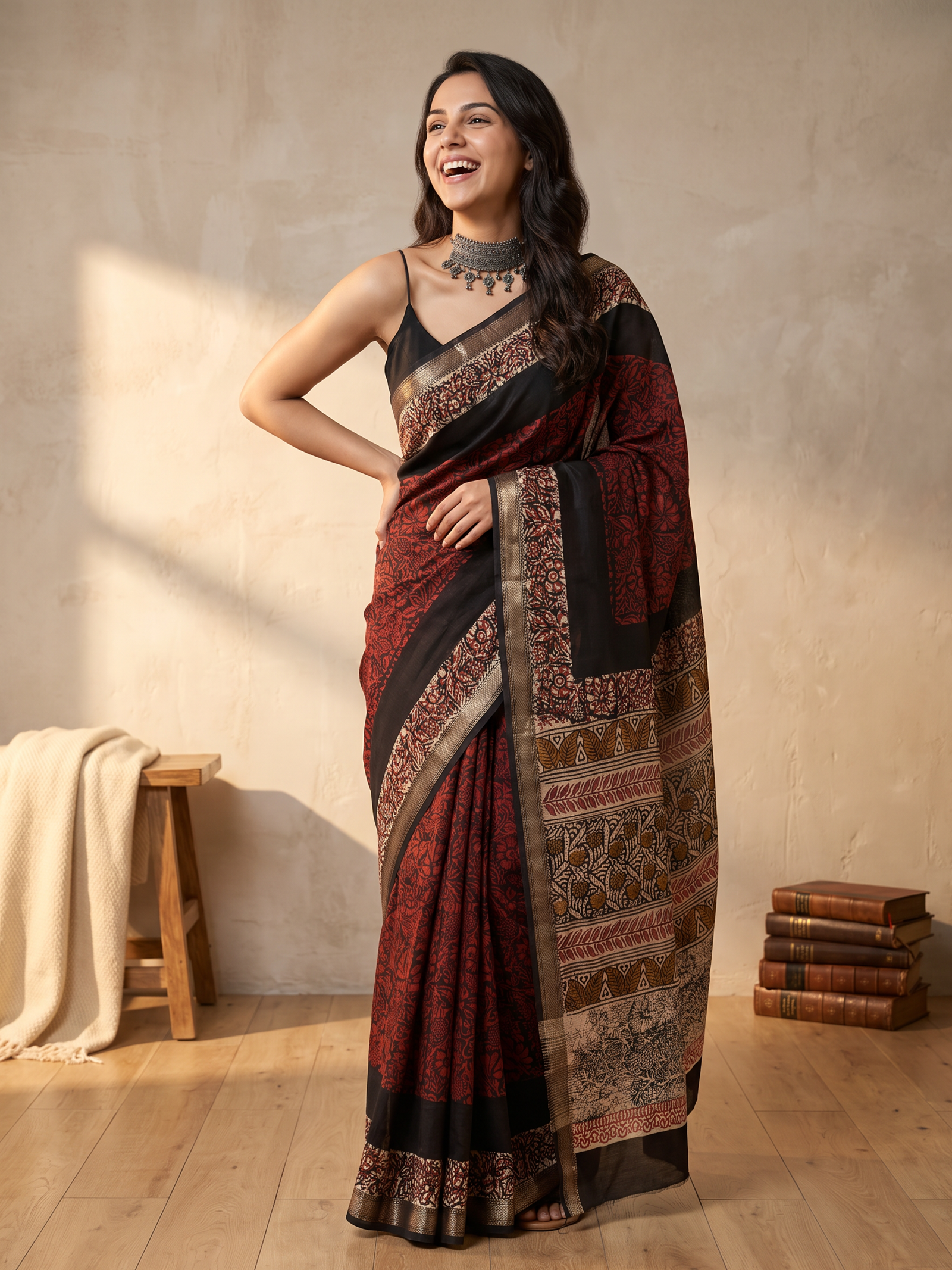 Red Reverie Maheshwari Cotton Silk Saree