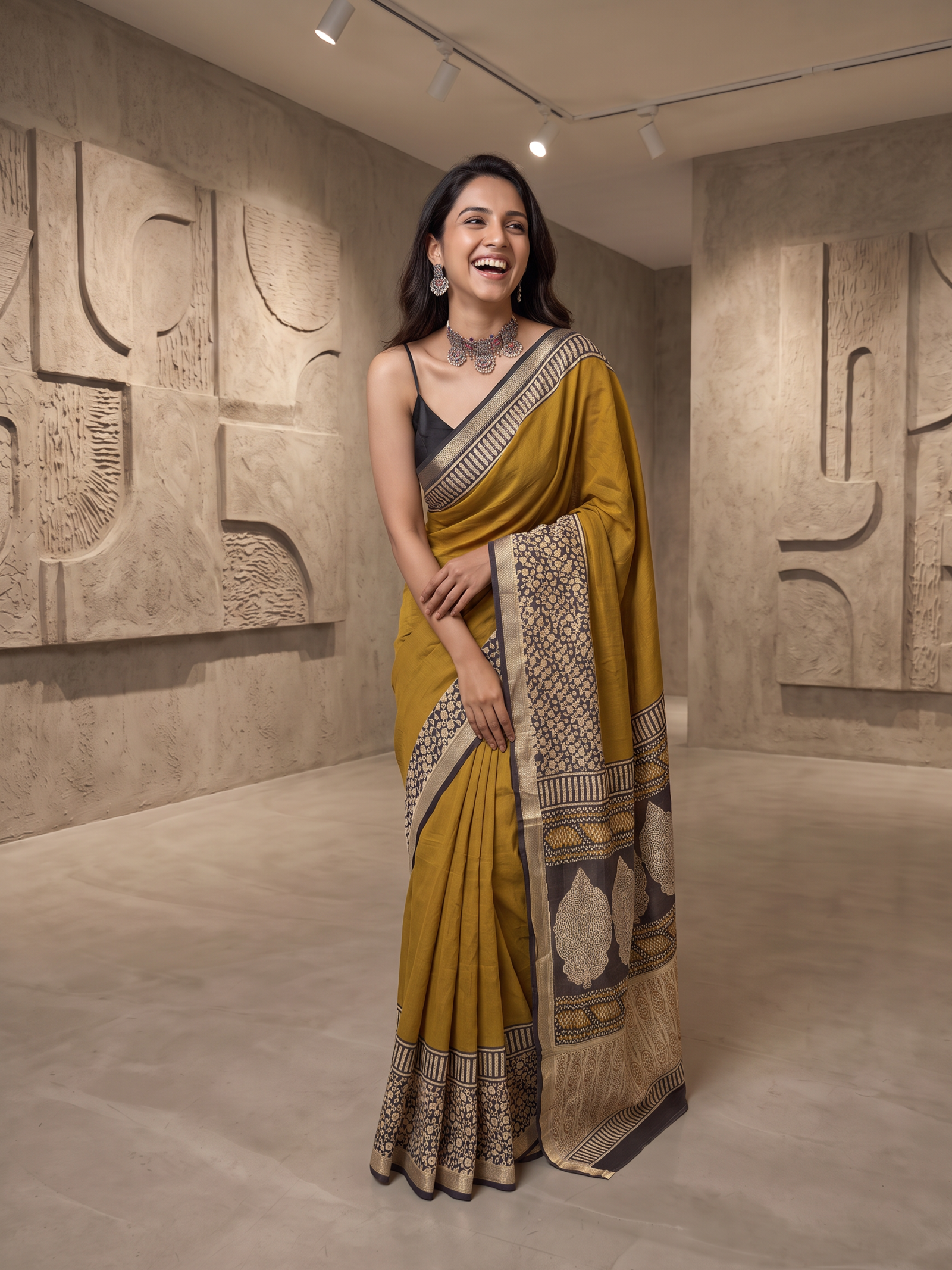 Gold Dust Maheshwari Cotton Silk Saree