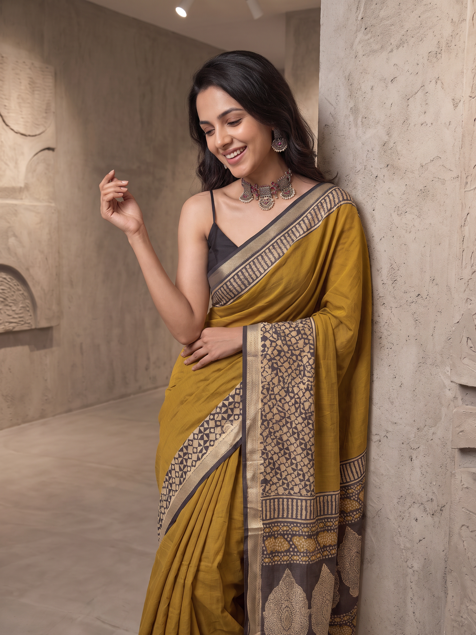 Gold Dust Maheshwari Cotton Silk Saree