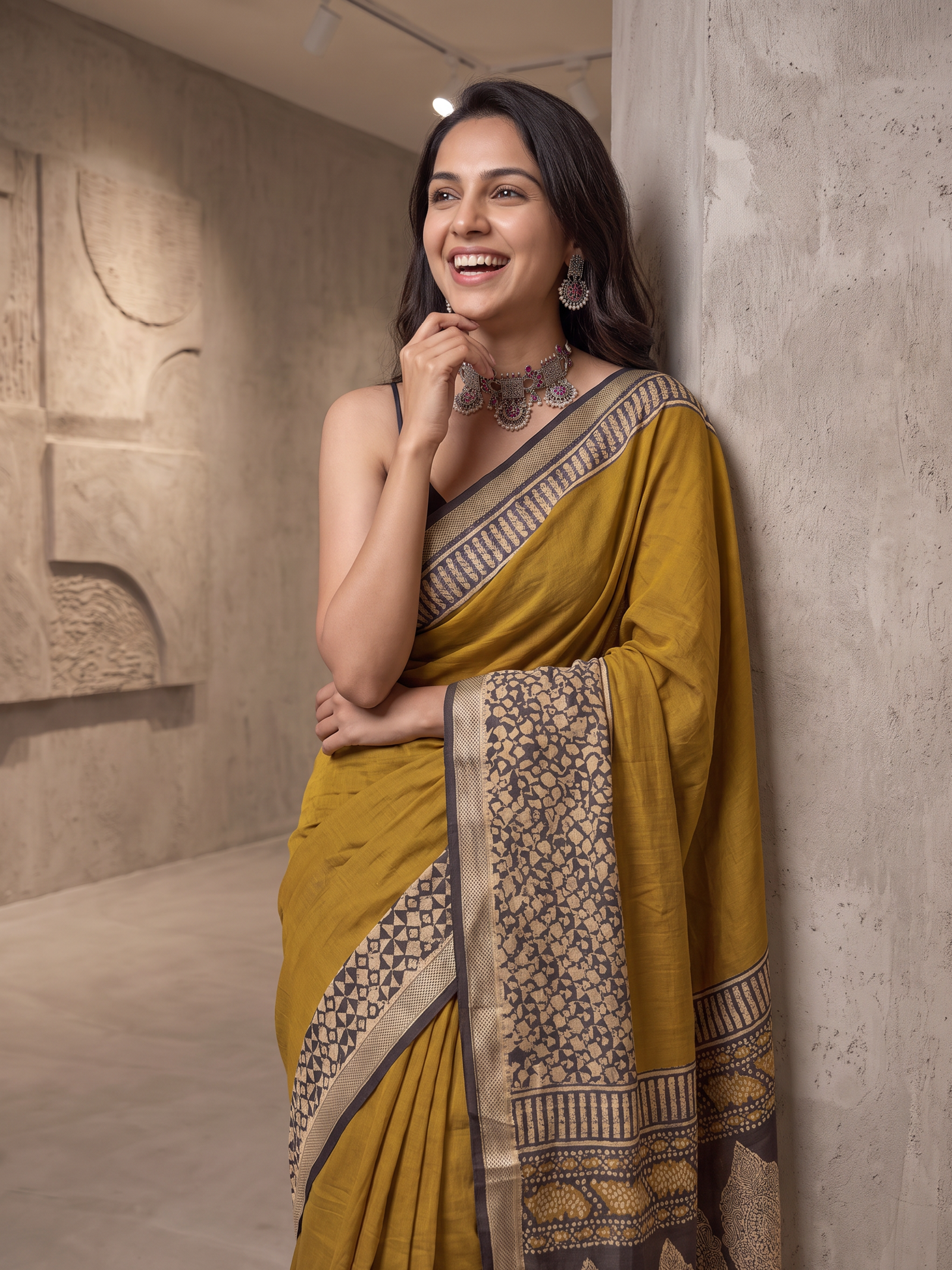 Gold Dust Maheshwari Cotton Silk Saree