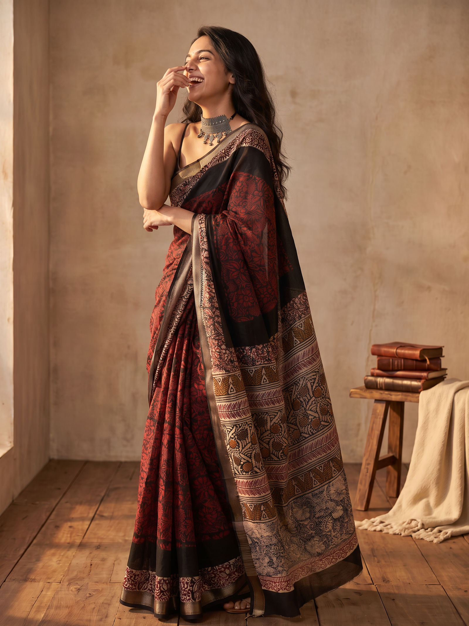 Red Reverie Maheshwari Cotton Silk Saree