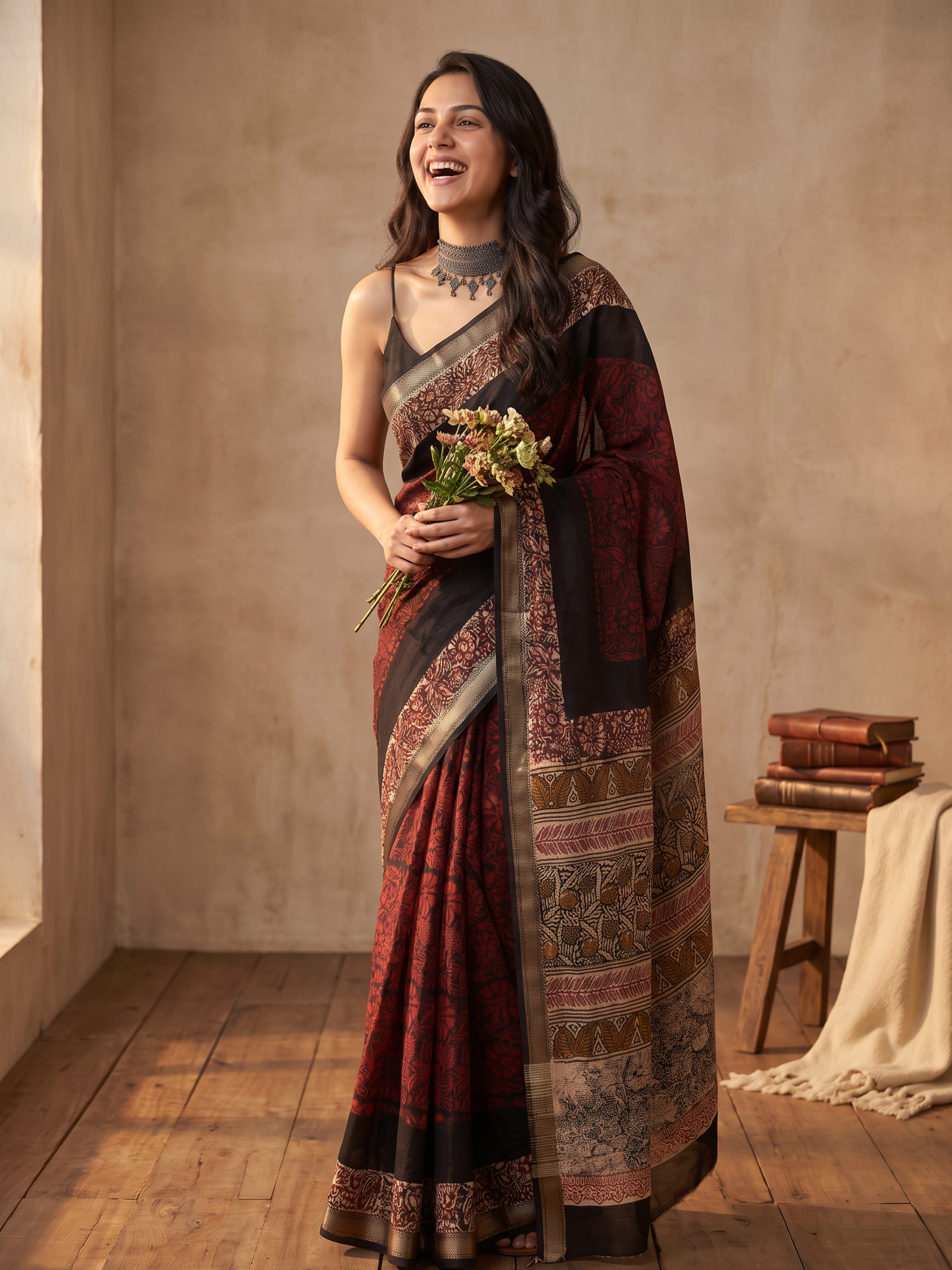 Red Reverie Maheshwari Cotton Silk Saree