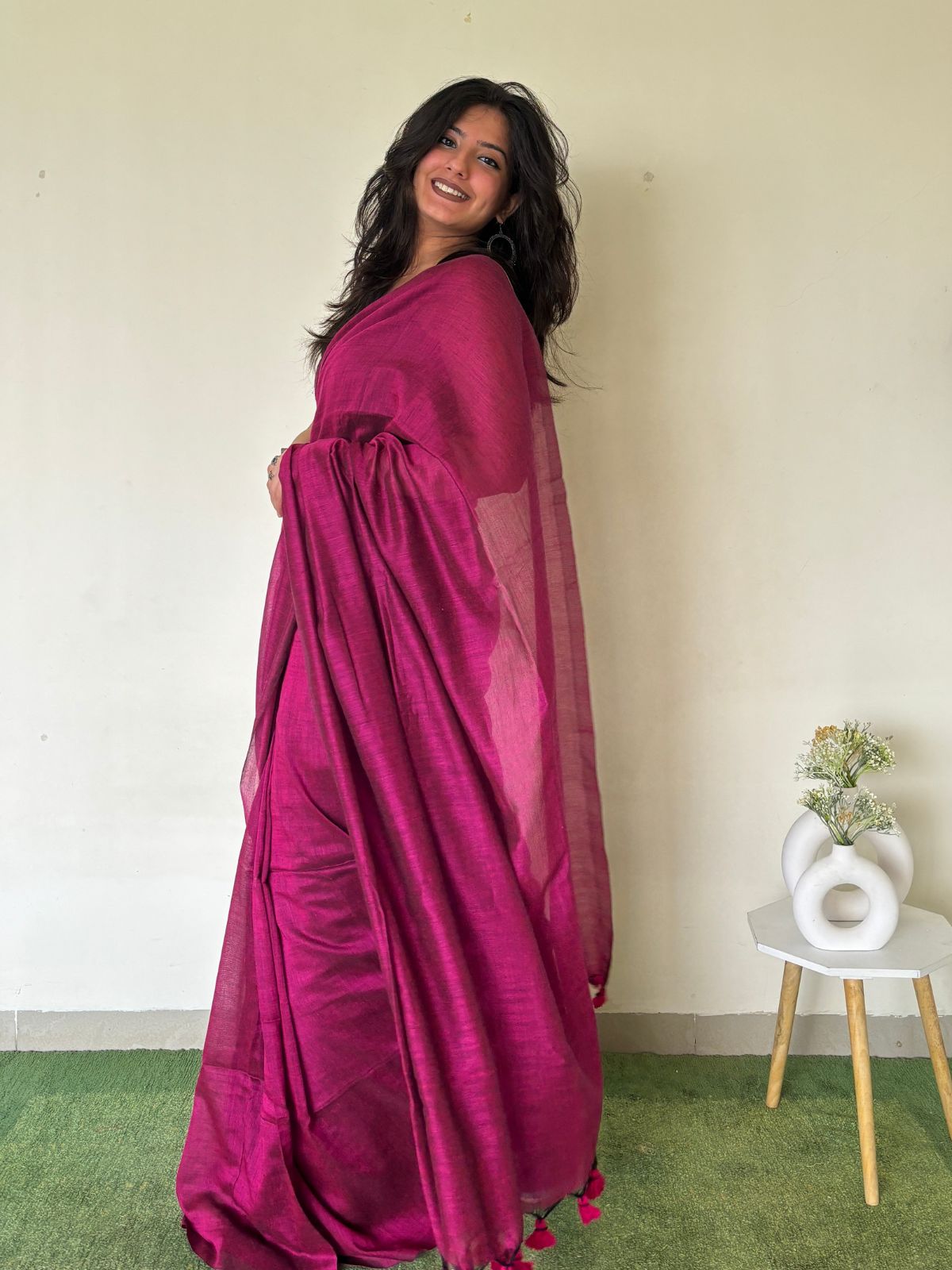 Blush Khadi Cotton Saree