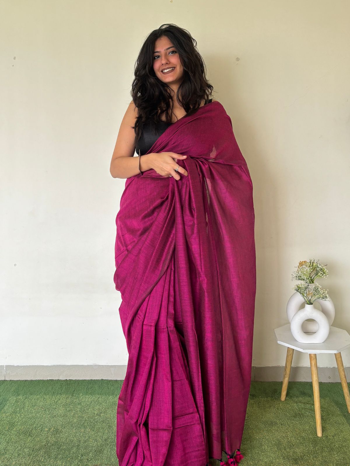 Blush Khadi Cotton Saree