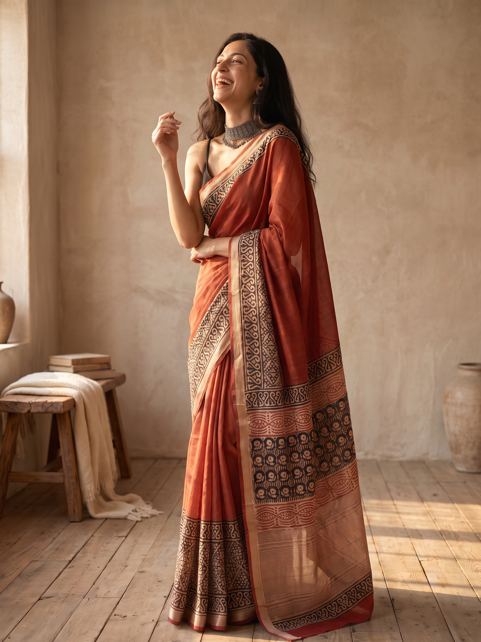 Gulaab Mahal Maheshwari Cotton Silk Saree