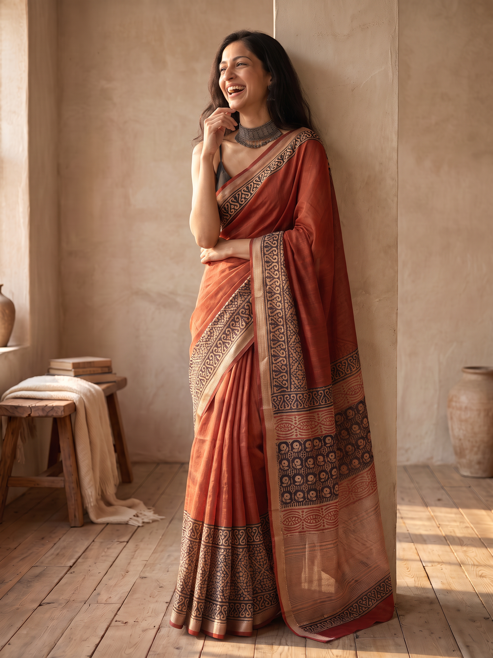 Gulaab Mahal Maheshwari Cotton Silk Saree