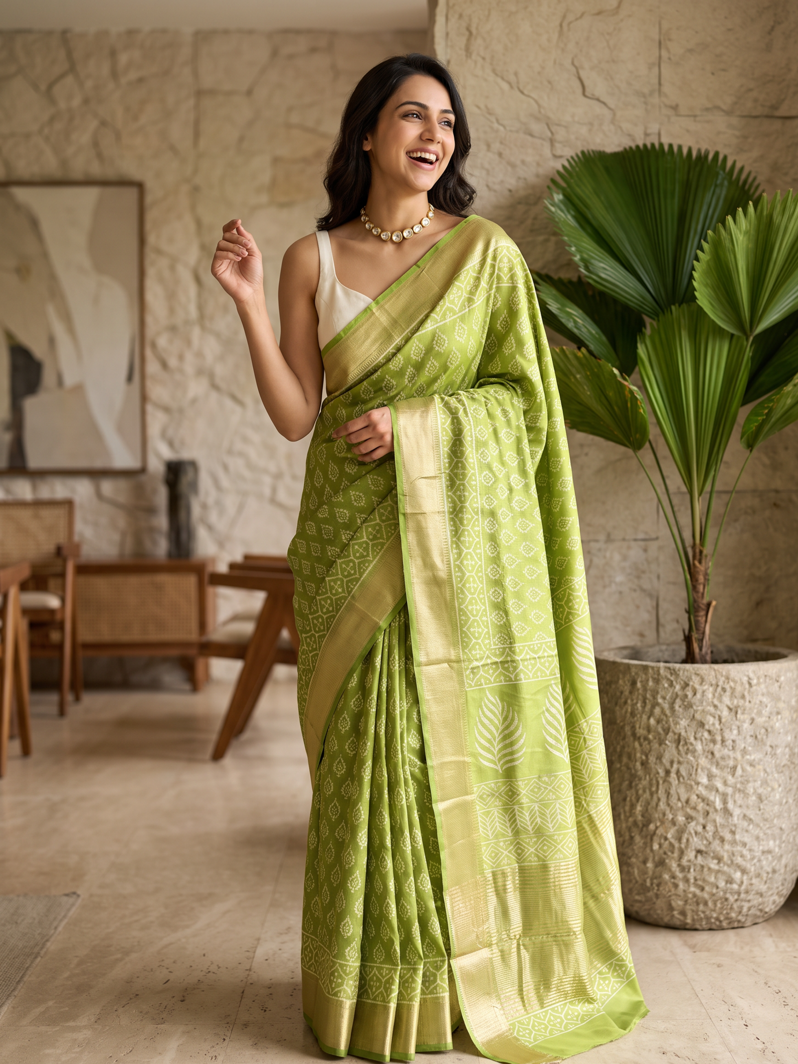 Forest Muse Maheshwari Cotton Silk Saree