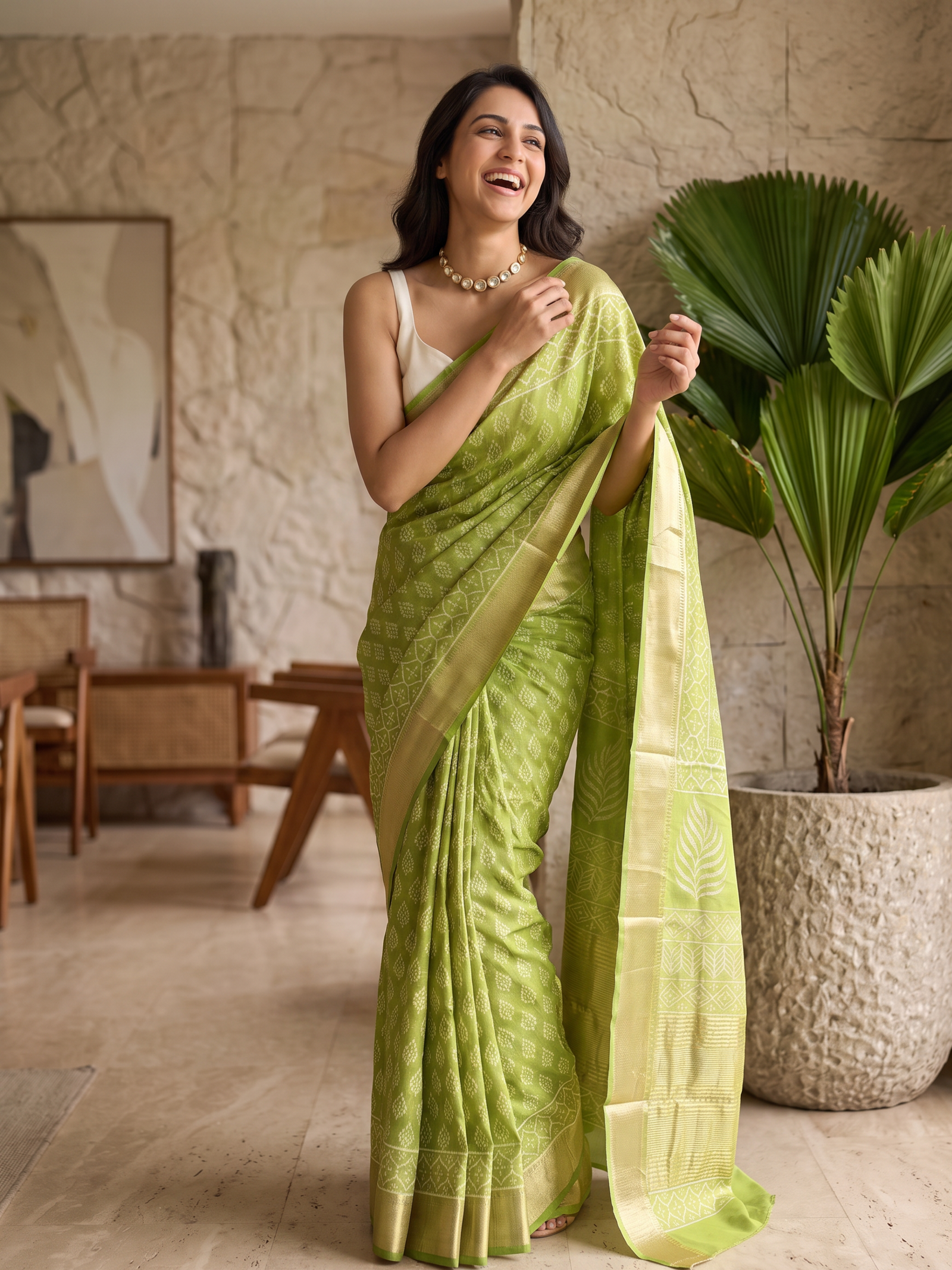 Forest Muse Maheshwari Cotton Silk Saree