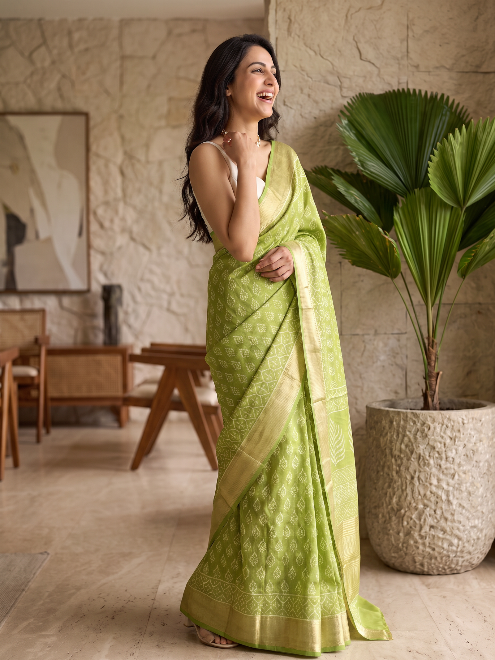 Forest Muse Maheshwari Cotton Silk Saree