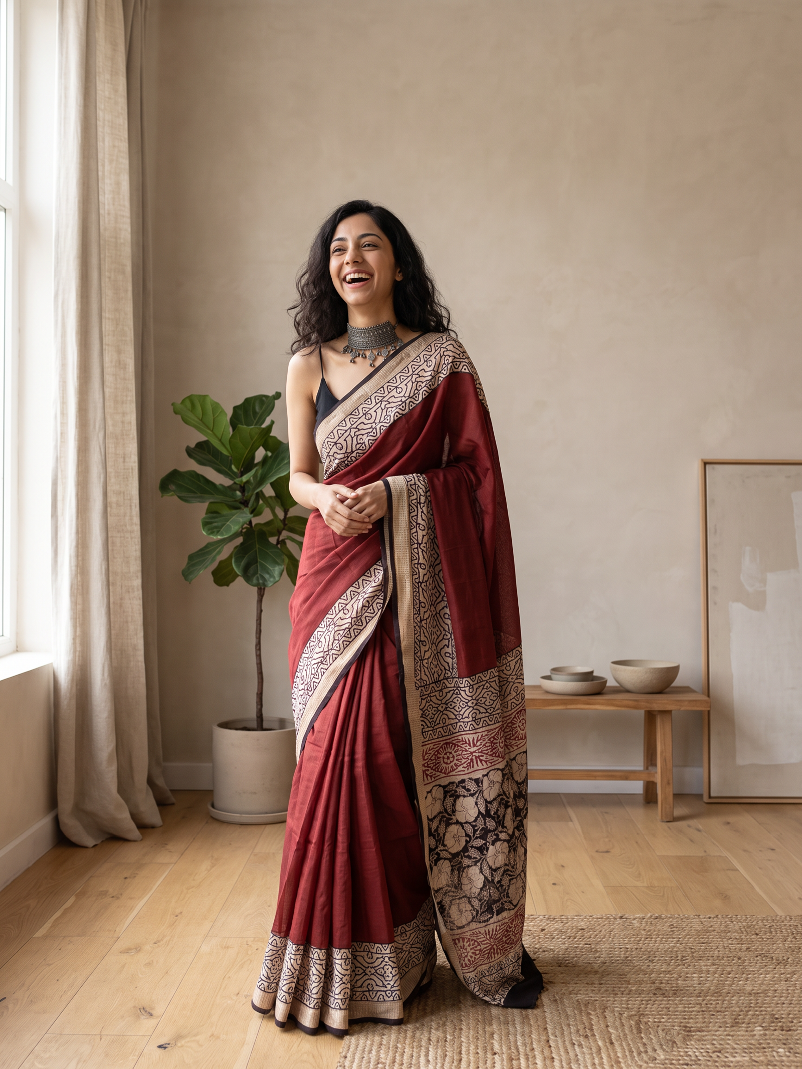 Aangan Maheshwari Cotton Silk Saree
