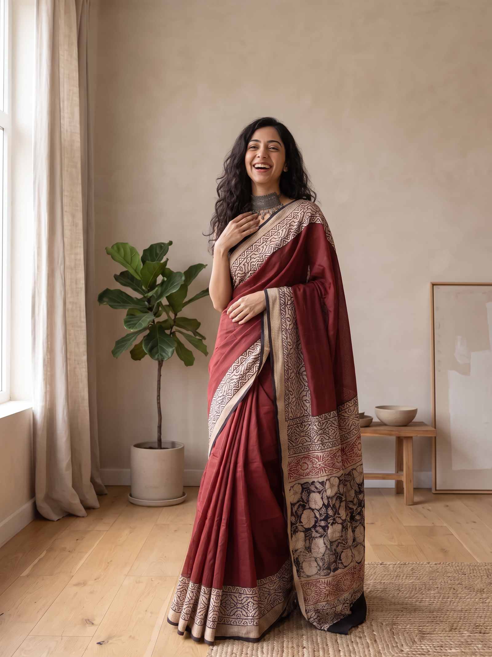 Aangan Maheshwari Cotton Silk Saree