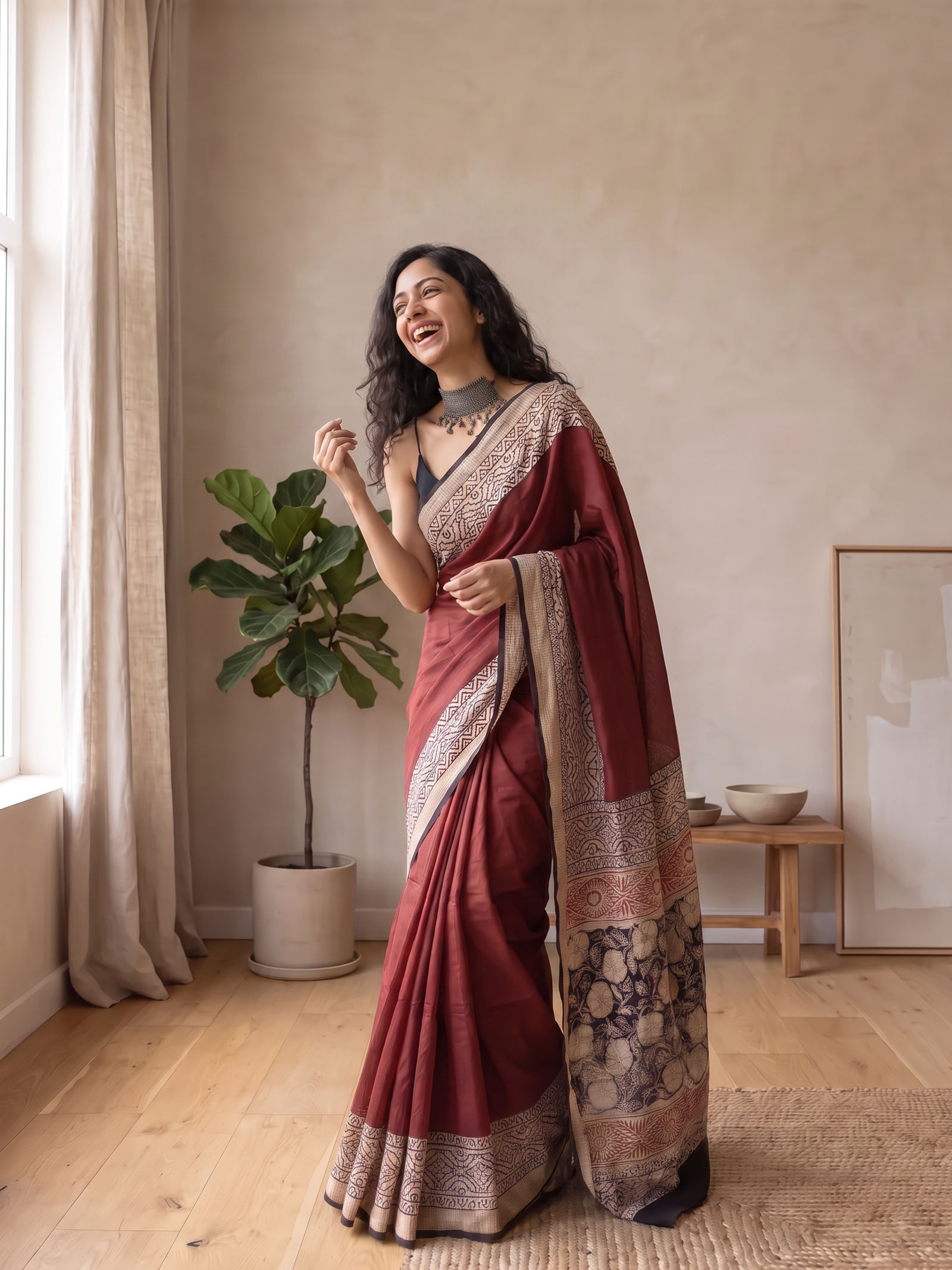 Aangan Maheshwari Cotton Silk Saree