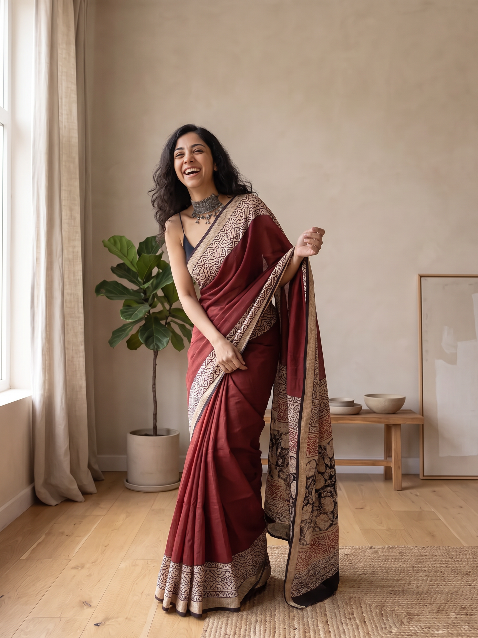 Aangan Maheshwari Cotton Silk Saree
