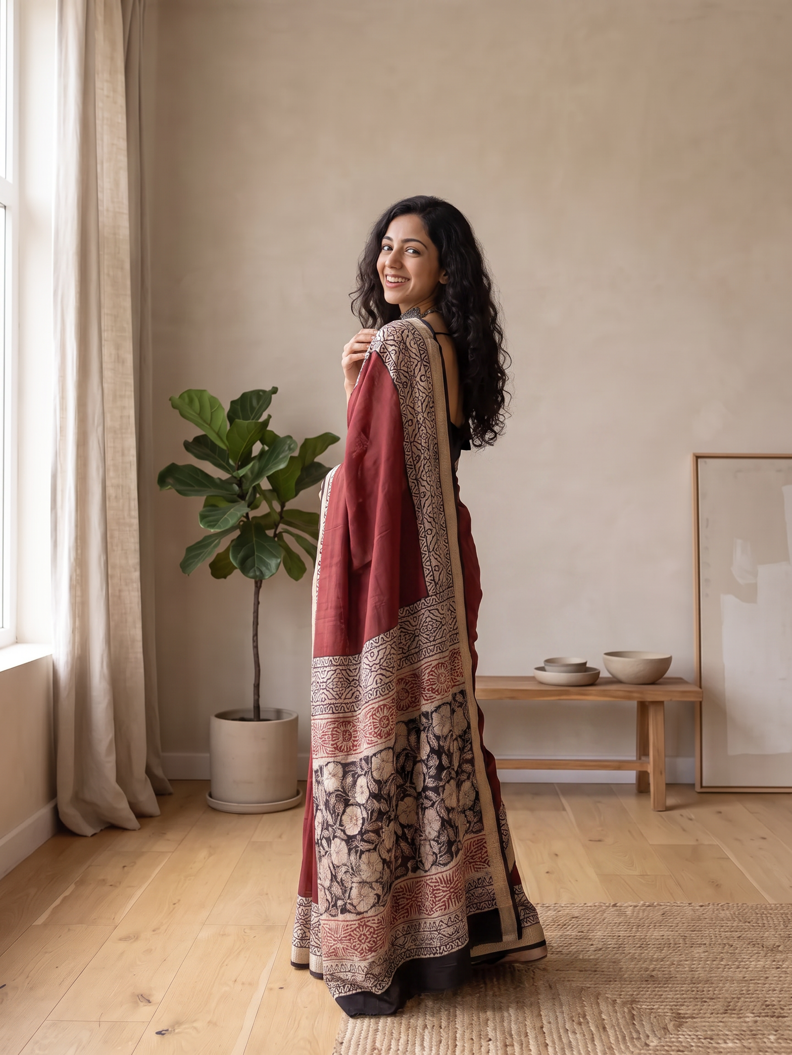 Aangan Maheshwari Cotton Silk Saree