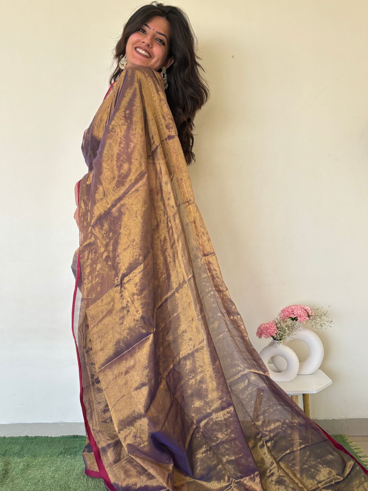 Mulberry Cotton Tissue Saree