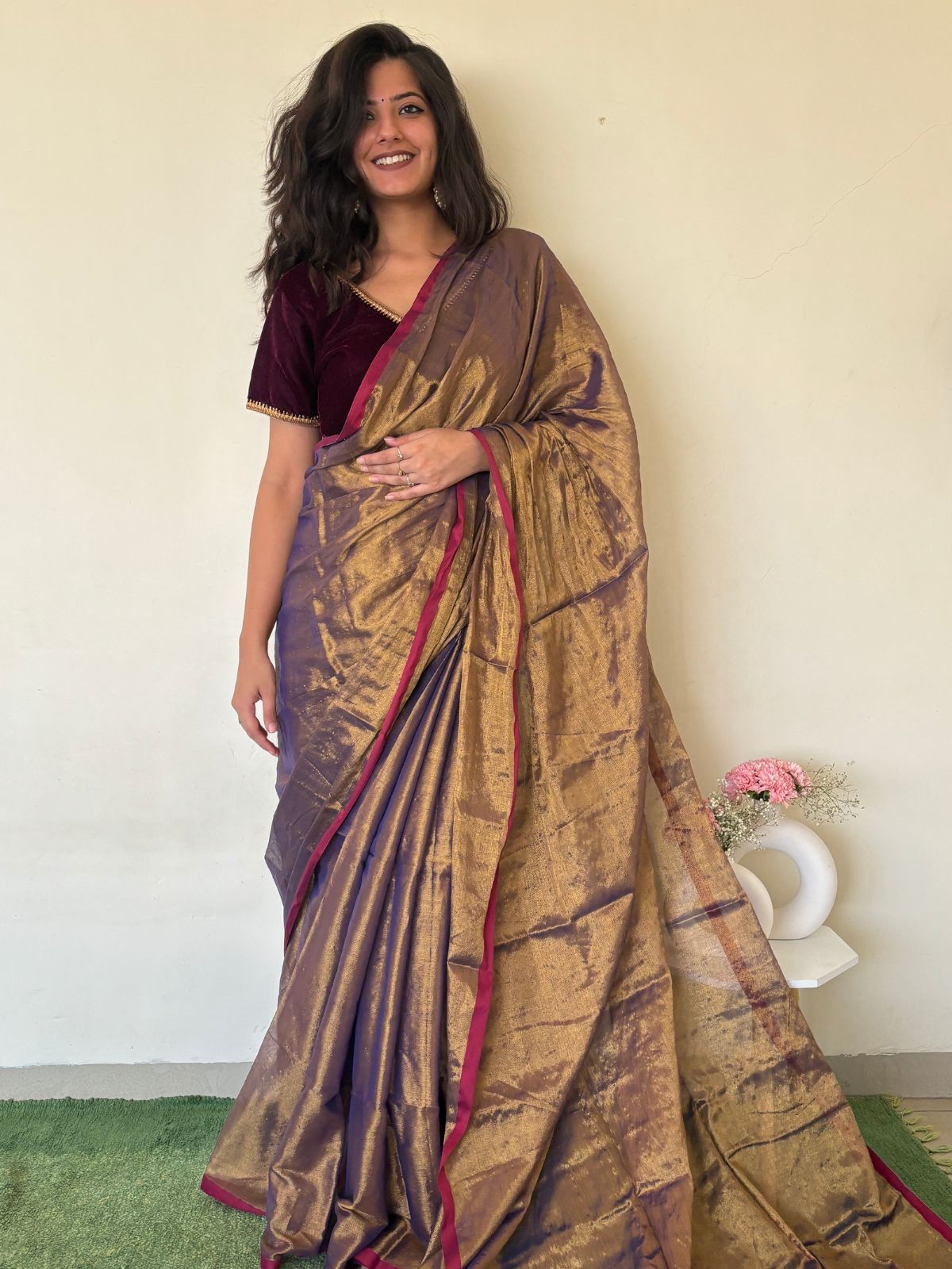 Mulberry Cotton Tissue Saree