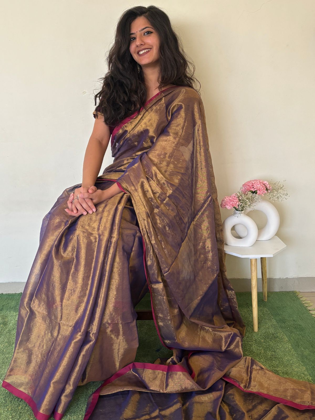 Mulberry Cotton Tissue Saree