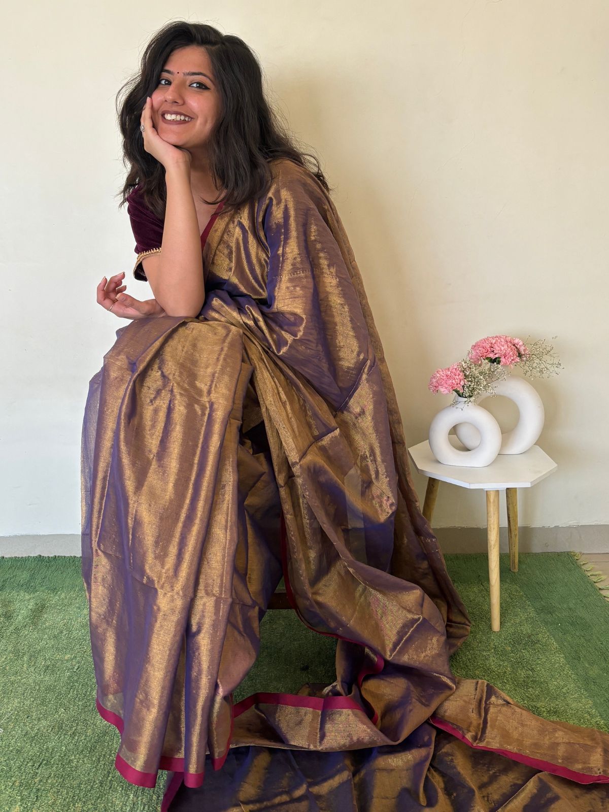 Mulberry Cotton Tissue Saree