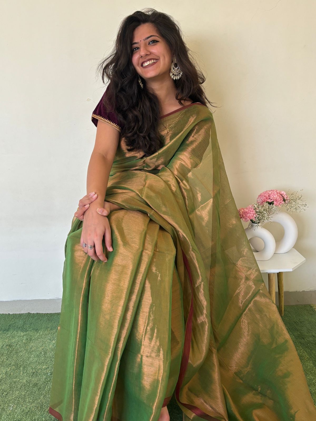 Parakeet Cotton Tissue Saree