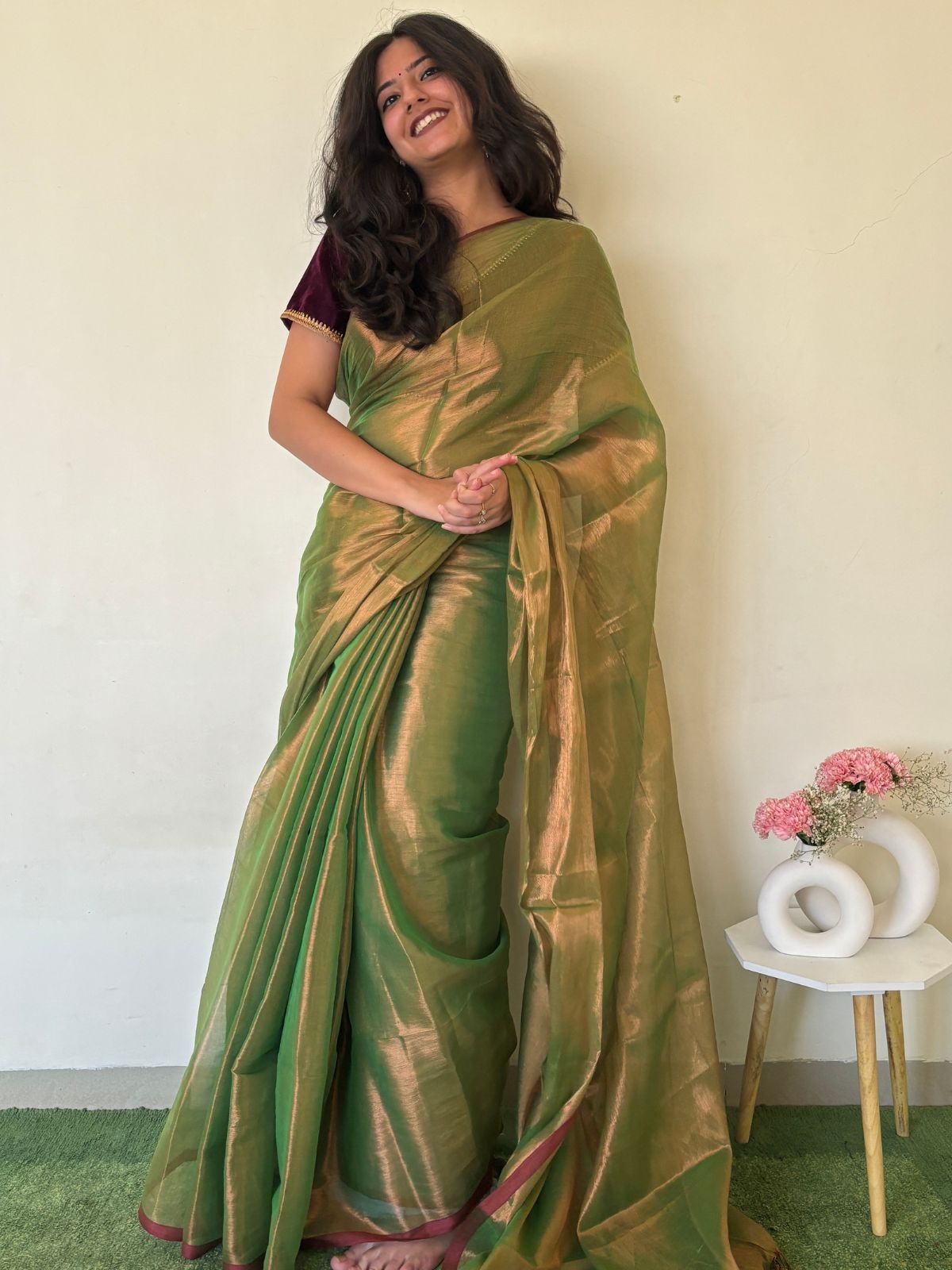 Parakeet Cotton Tissue Saree