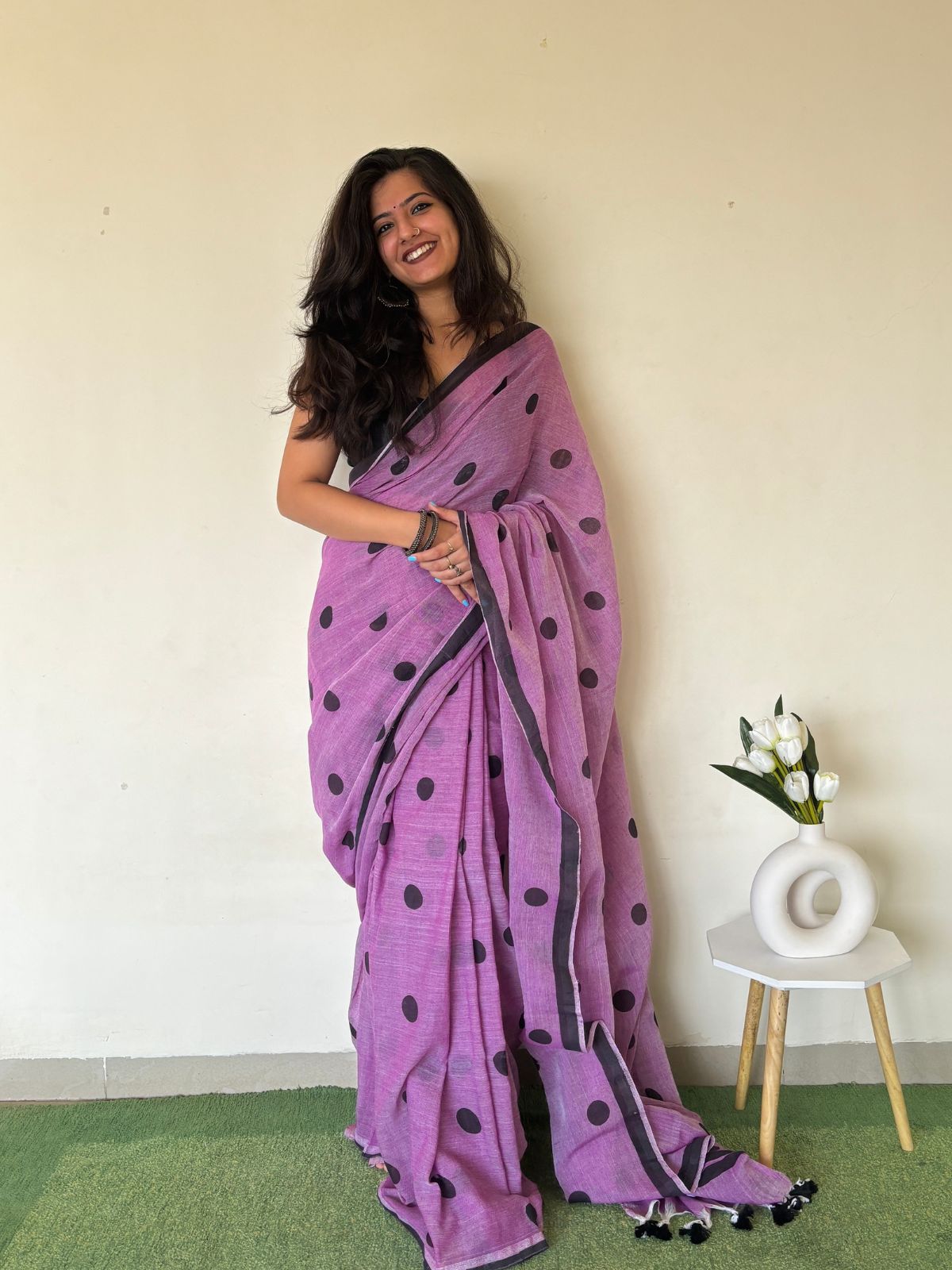 Boond Khadi cotton Saree