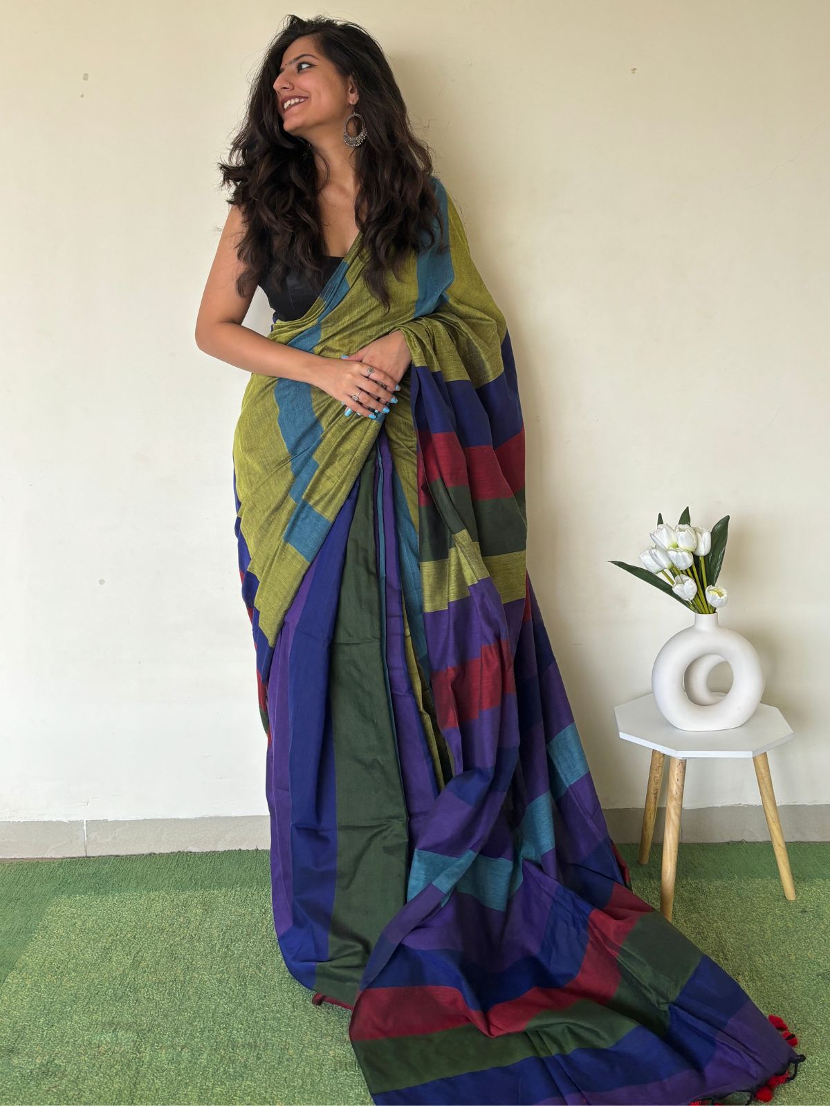 Hariyali Khadi Cotton Saree