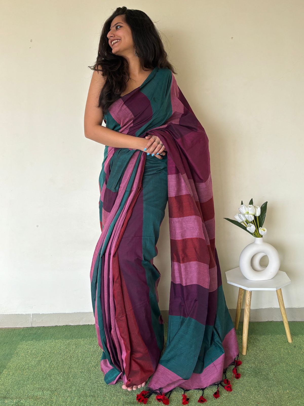 Majestic Mermaid Khadi Cotton Saree