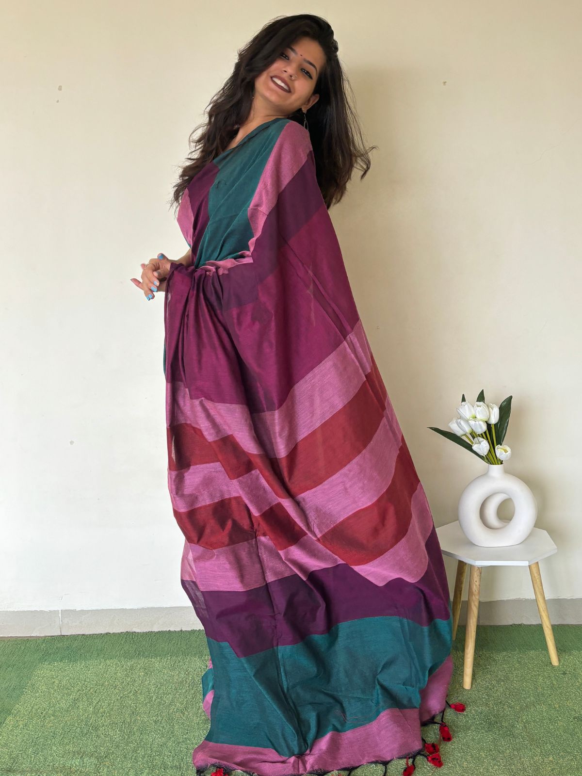 Majestic Mermaid Khadi Cotton Saree