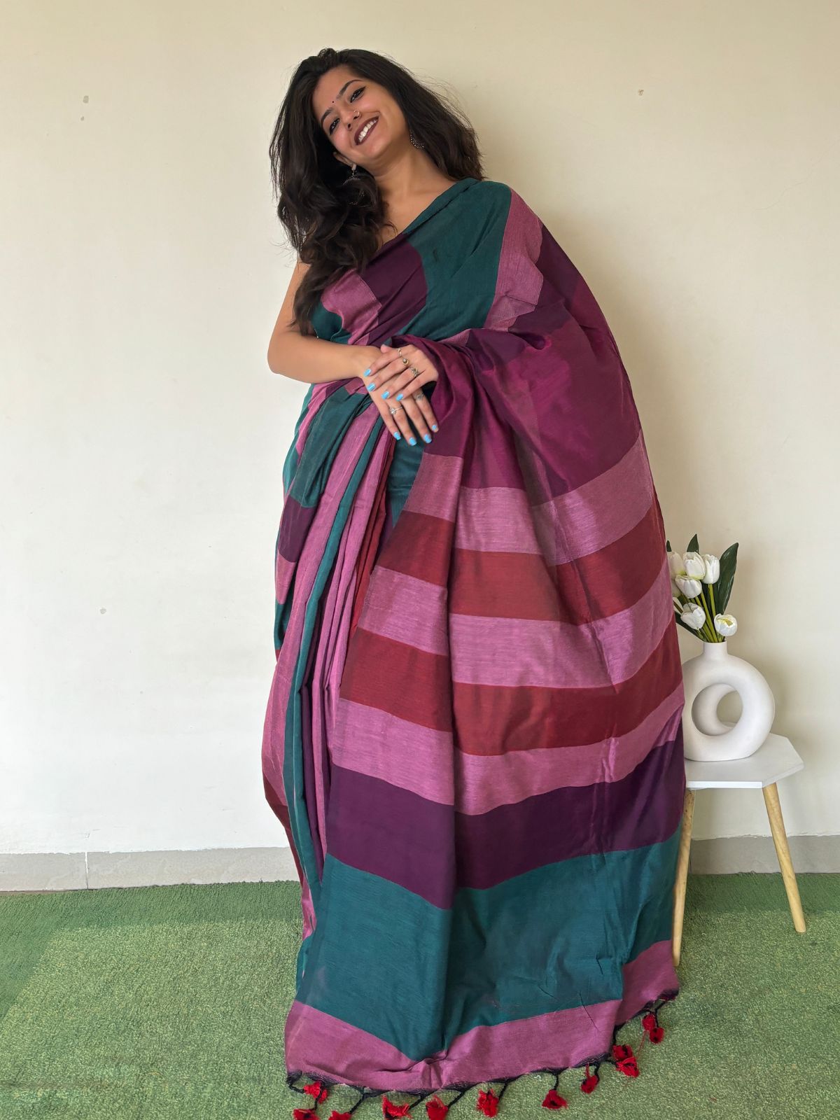 Majestic Mermaid Khadi Cotton Saree