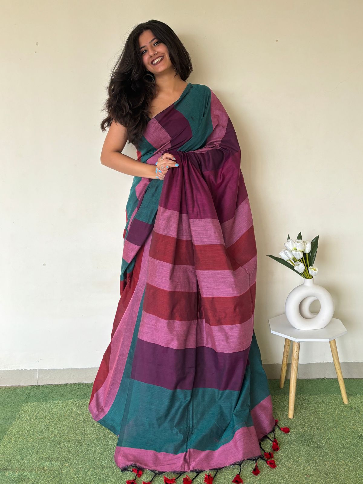 Majestic Mermaid Khadi Cotton Saree