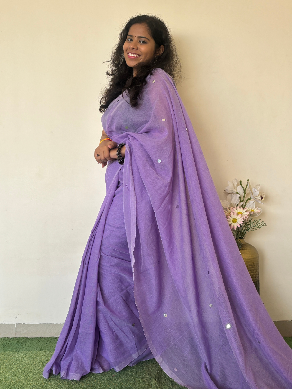 Lavender Khadi Cotton Saree