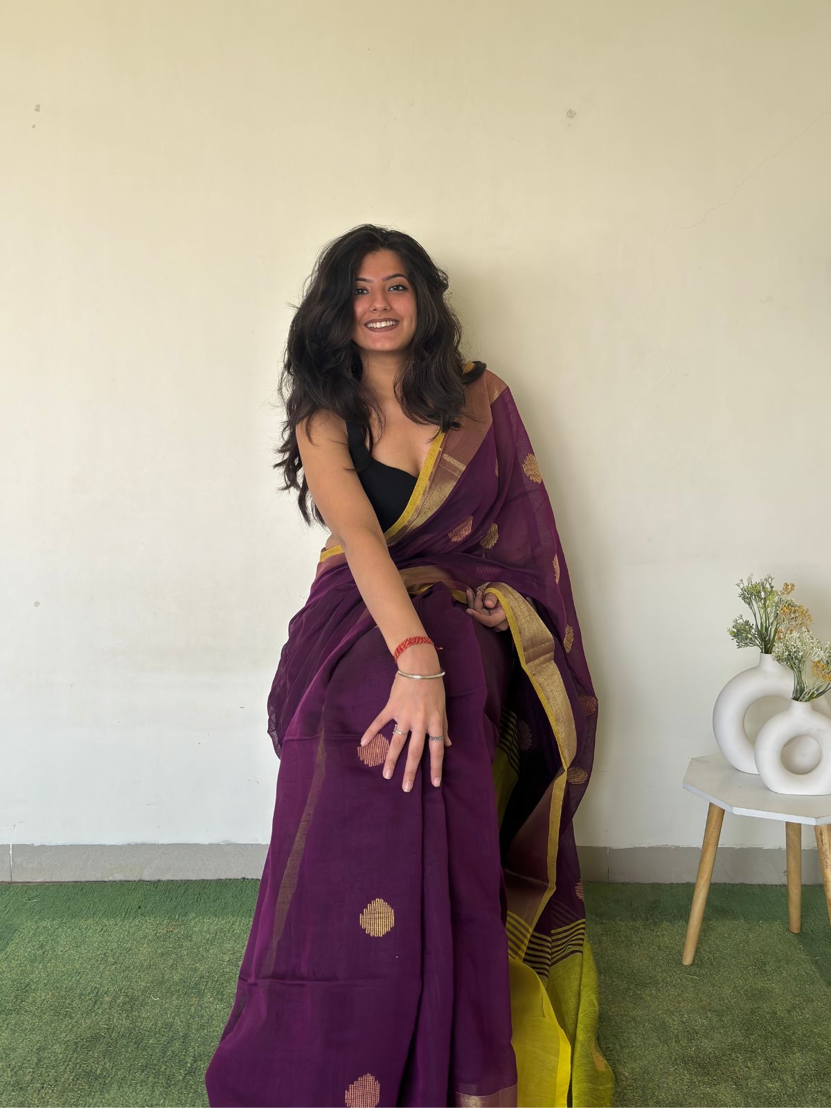 Bindu Lahar Linen Saree