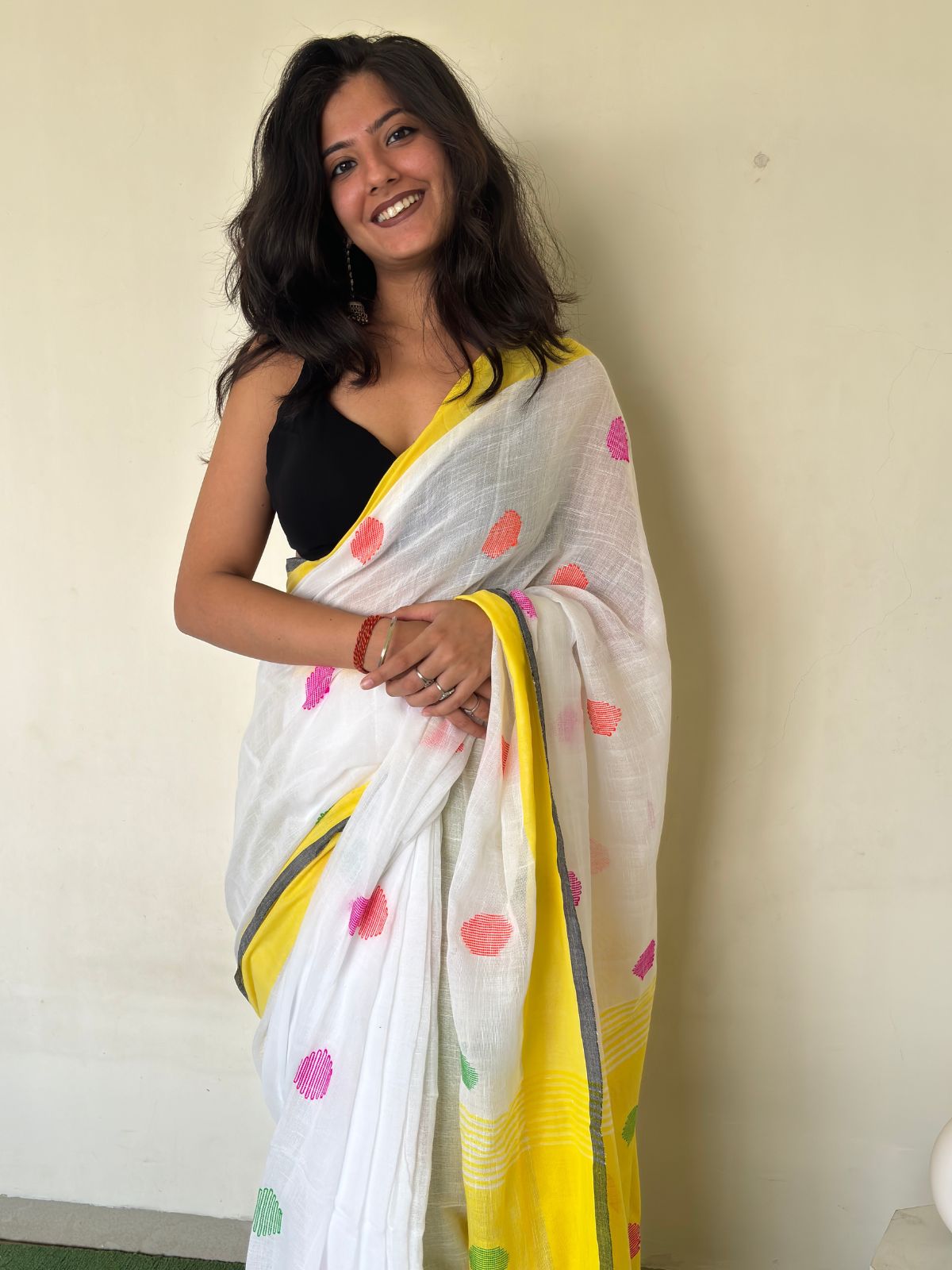 Rangila Phool Linen Saree