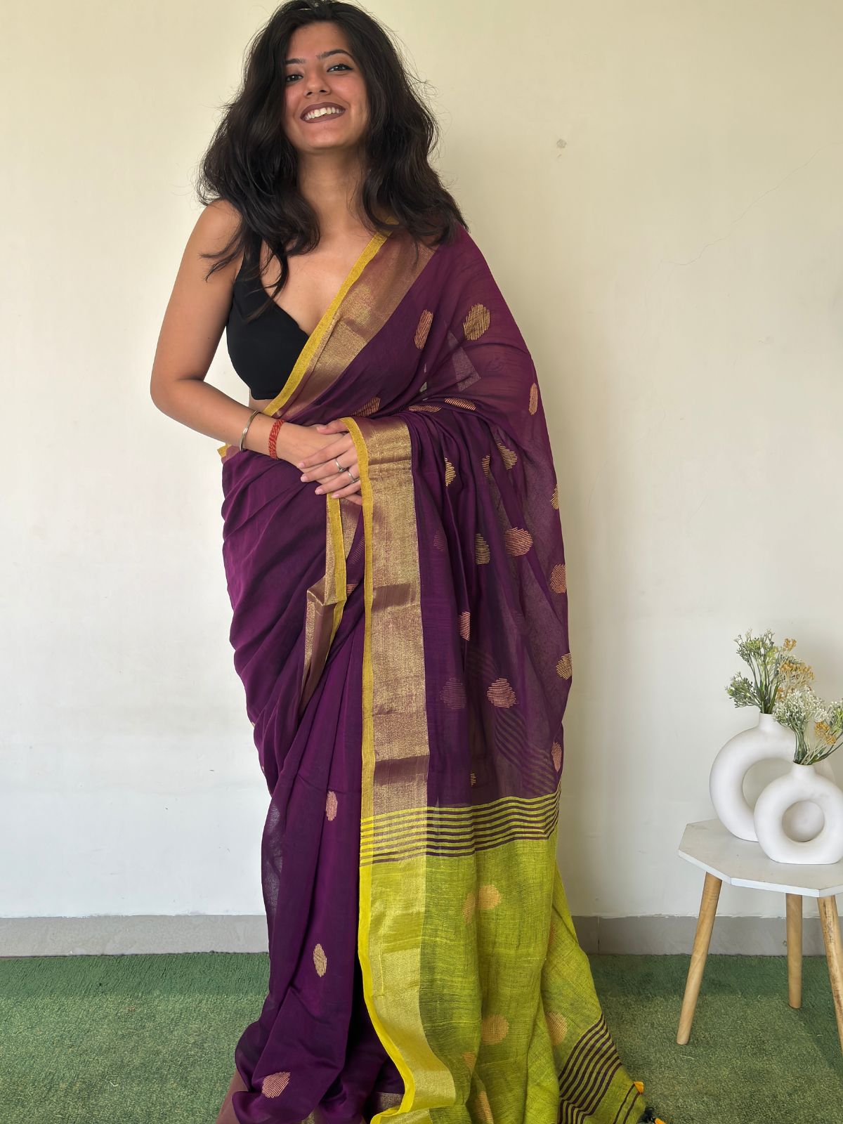 Bindu Lahar Linen Saree