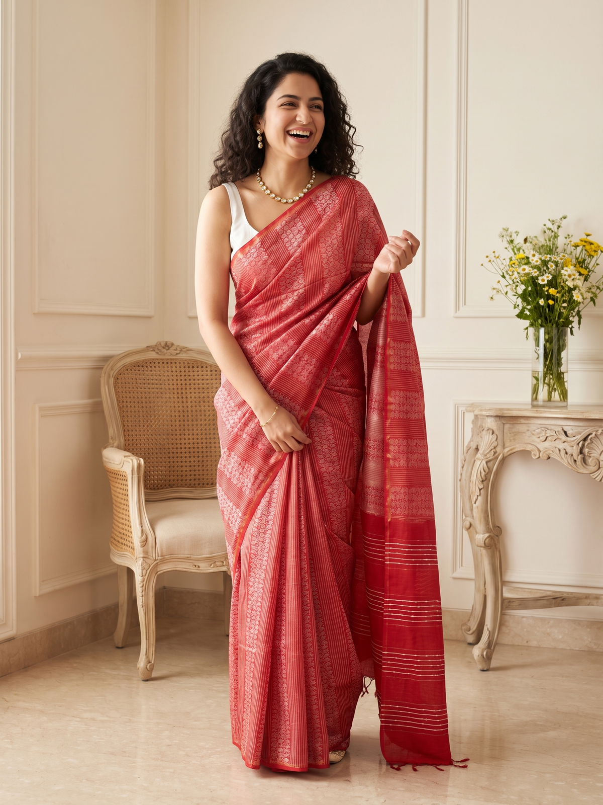 Laal Meher Jari Silk Saree
