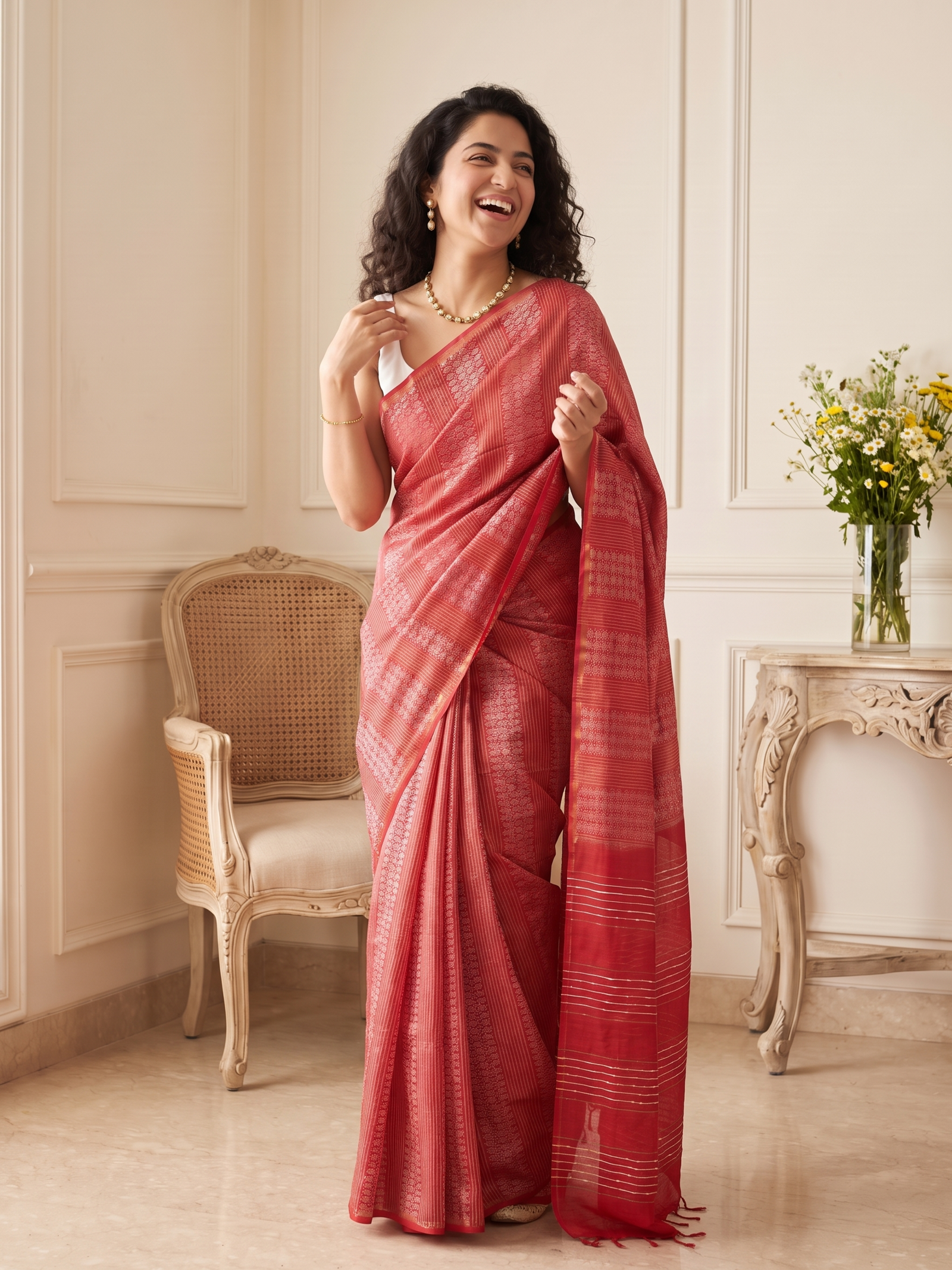 Laal Meher Jari Silk Saree