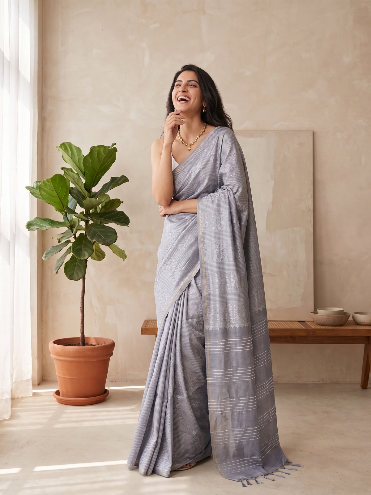 Chaand Sitara Jari Silk Saree