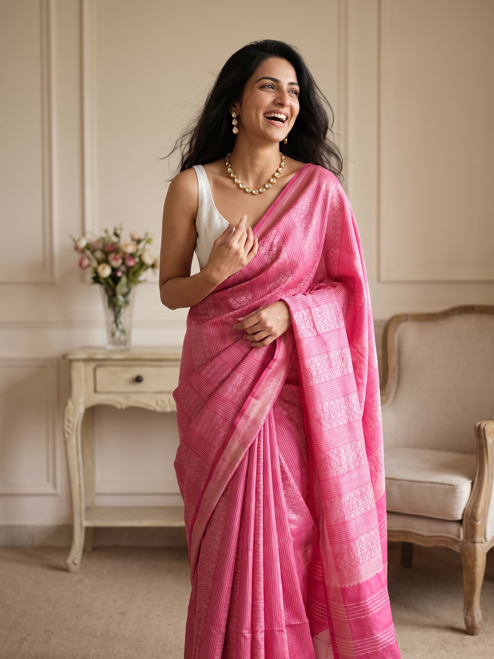 Gulab Sitara Jari Silk Saree